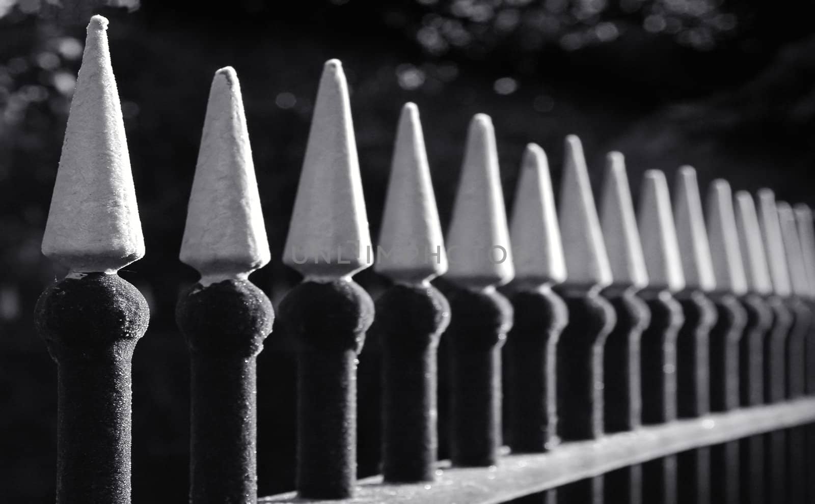 frosted metal railing spikes with diminishing perspective