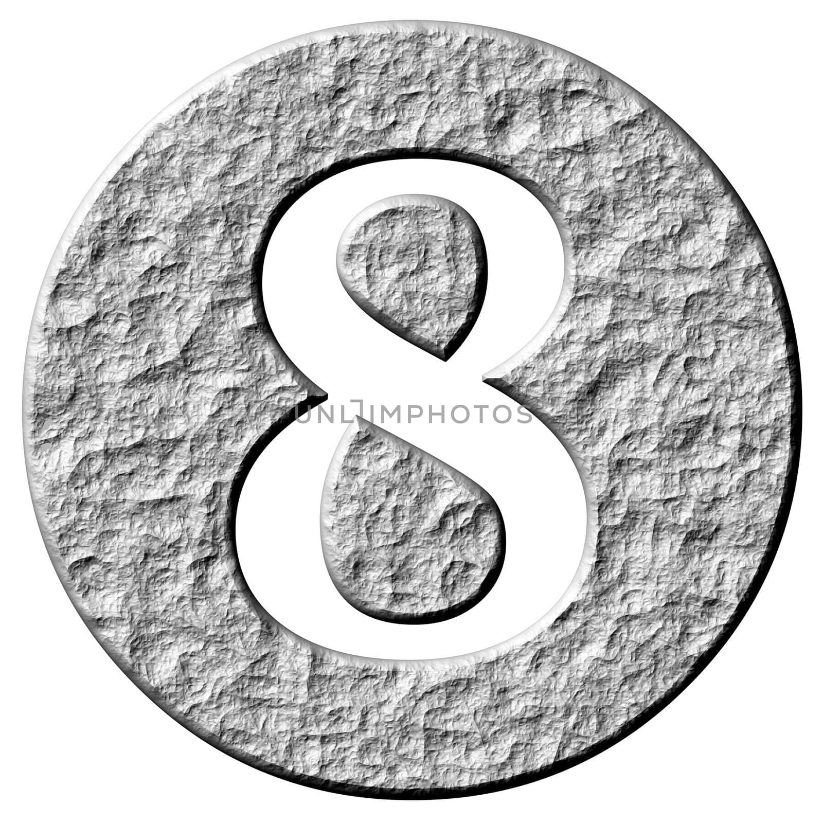 3d stone framed number 8 isolated in white