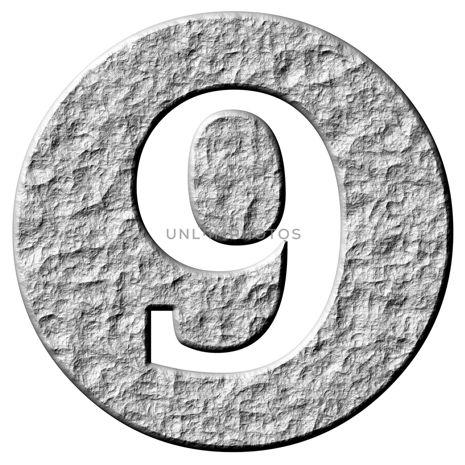 3d stone framed number 9 isolated in white