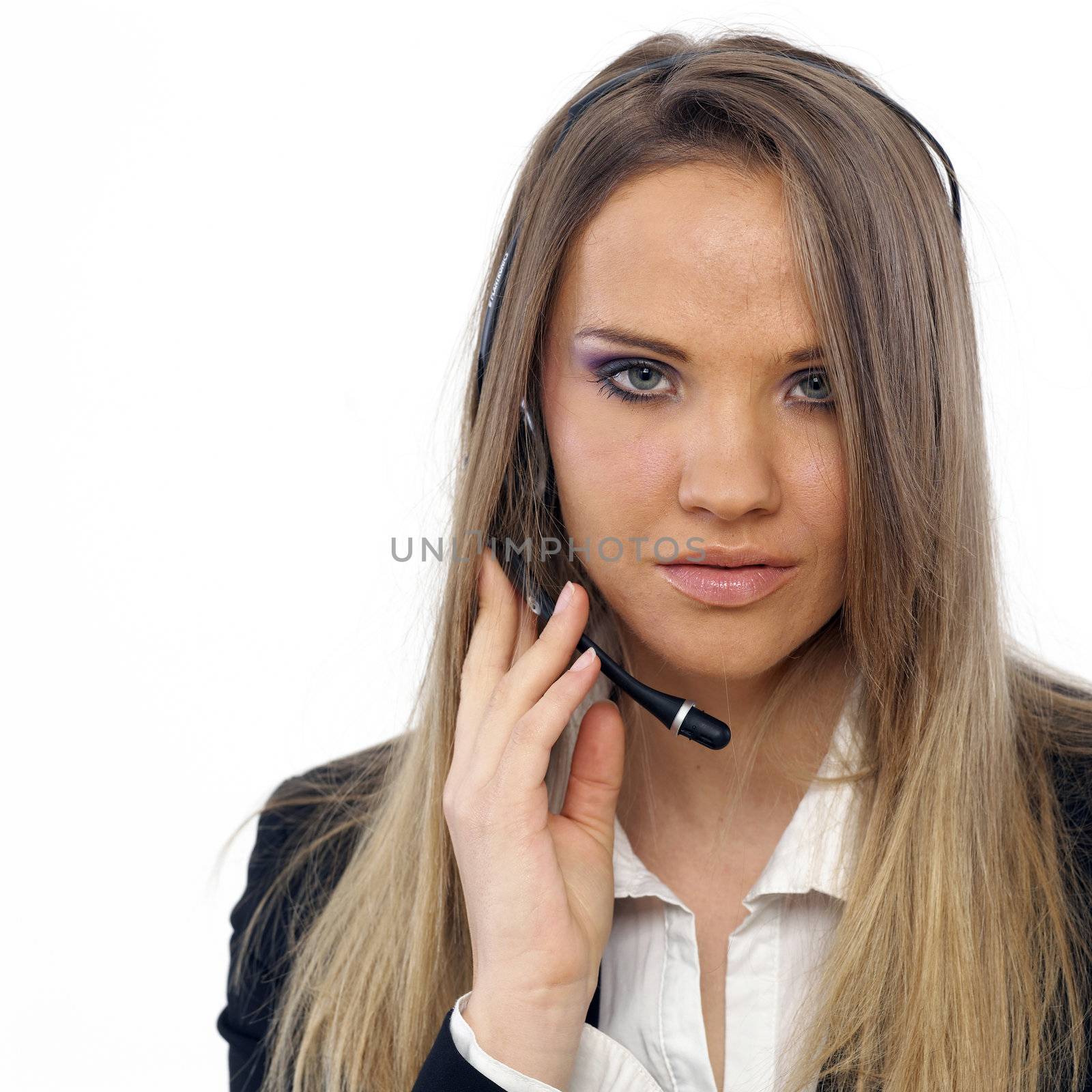 An attractive business woman with a headset