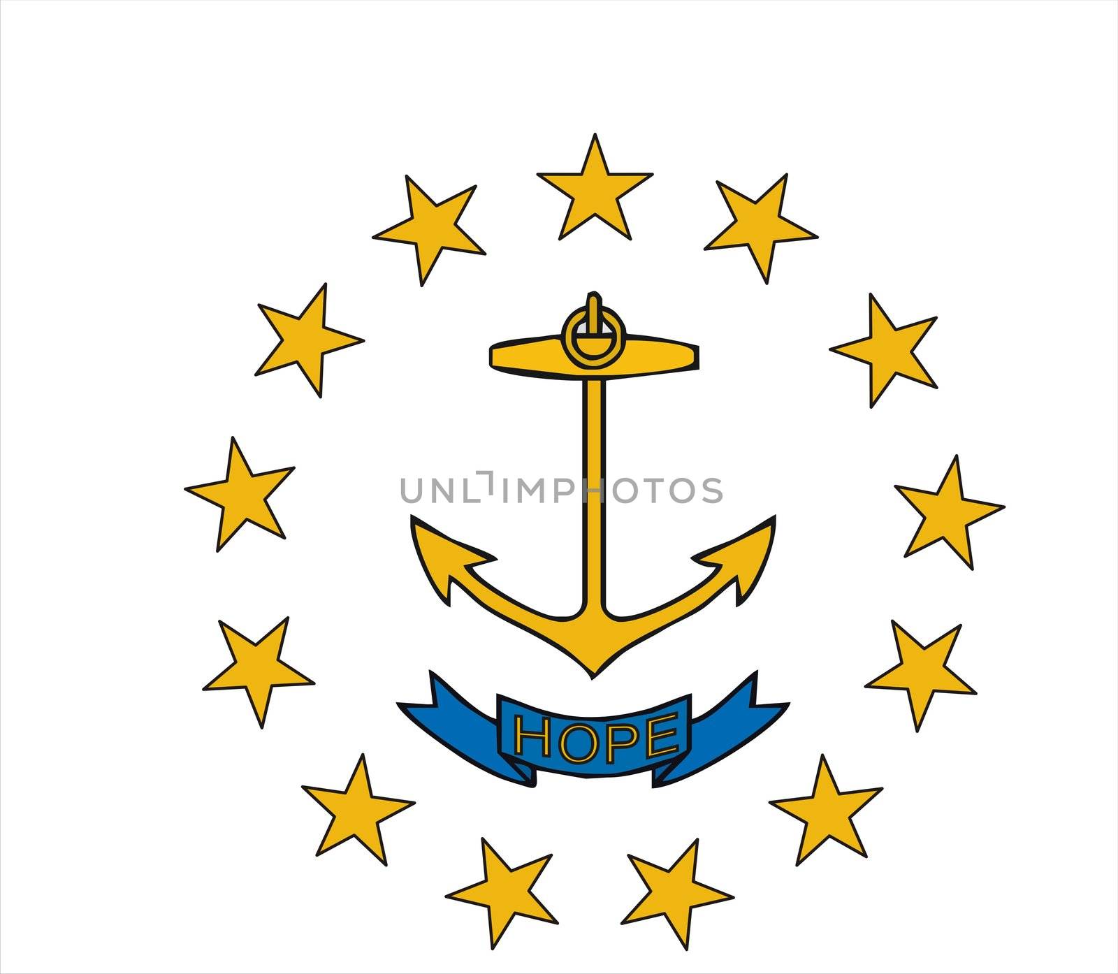 Very large 2d illustration of Rhode Island Flag
