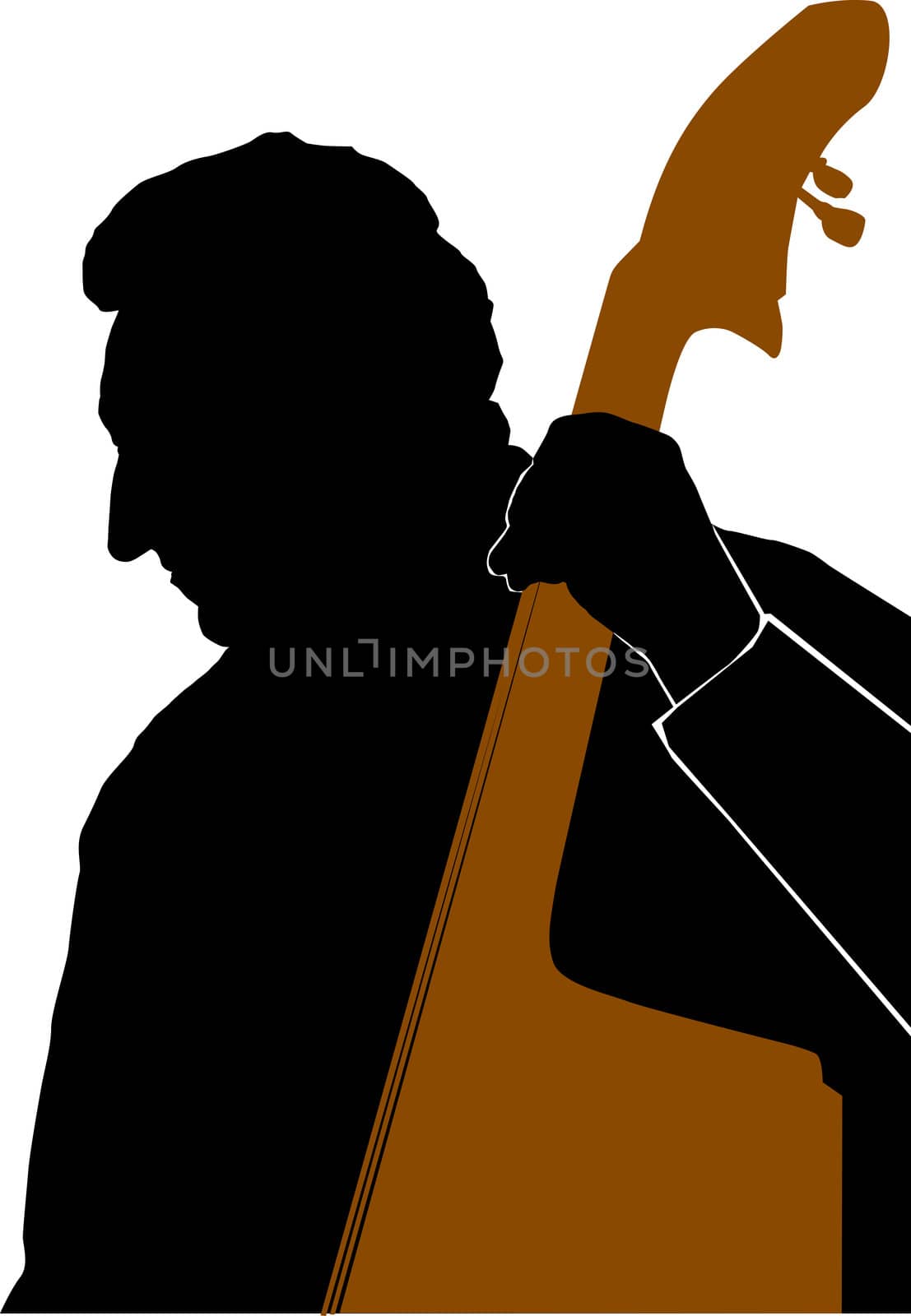 Silhouette of Man playing Double Bass or Contrabass