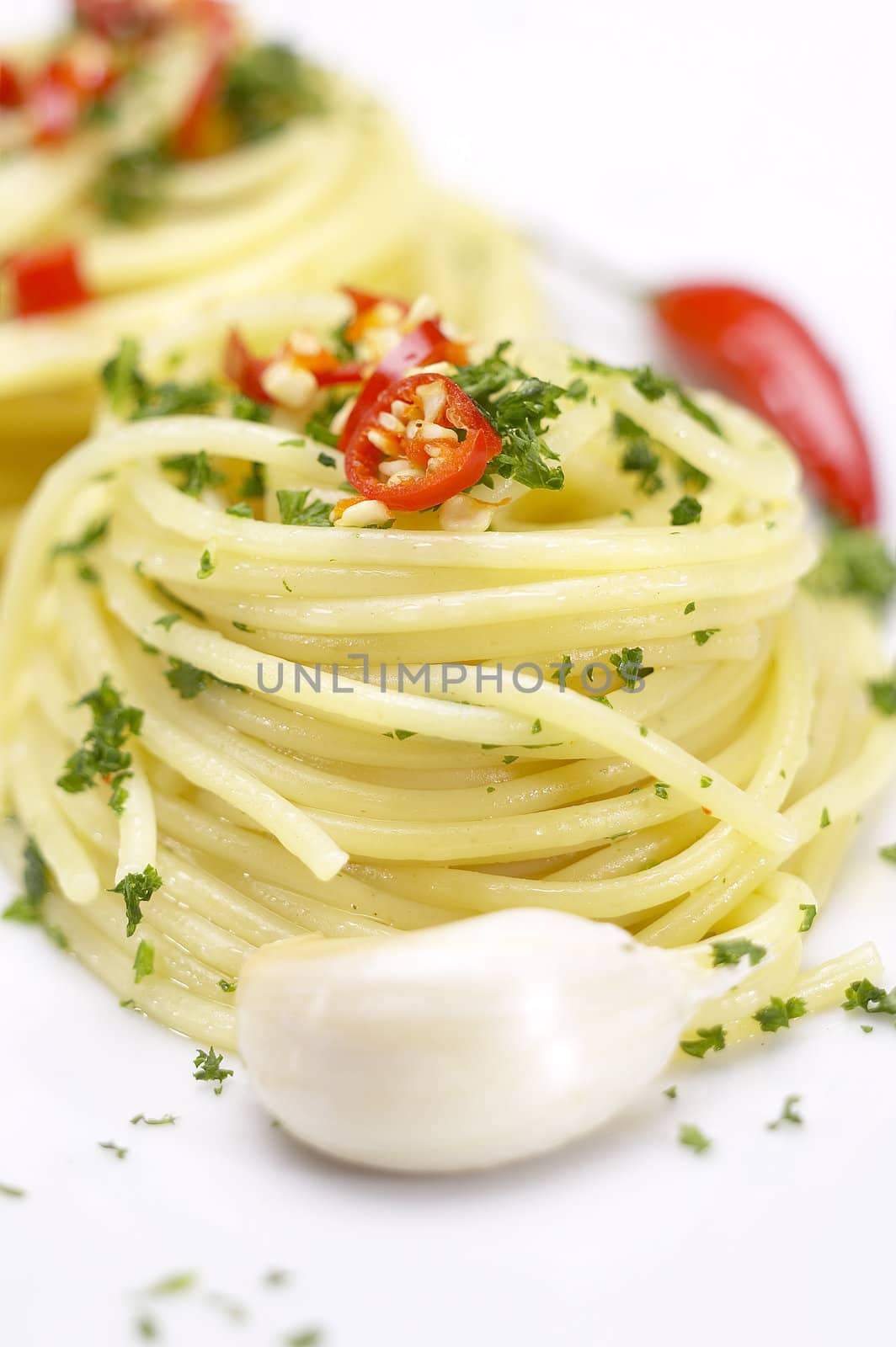 pasta garlic extra virgin olive oil and red chili pepper by keko64