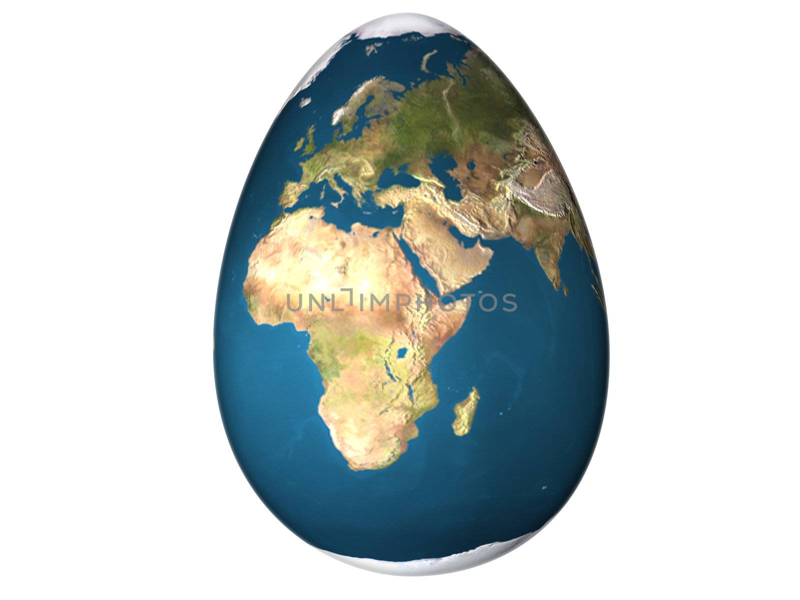 3d egg with earth texture over white background isolated