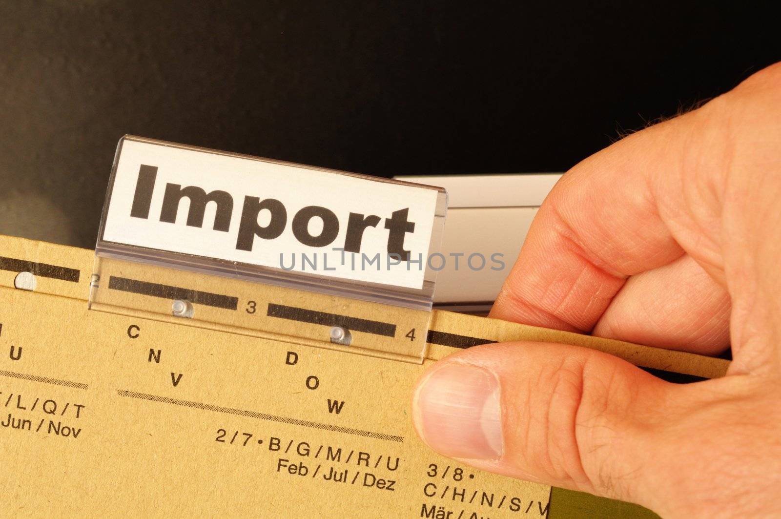 import word on business office folder showing internation trade or globalisation concept
