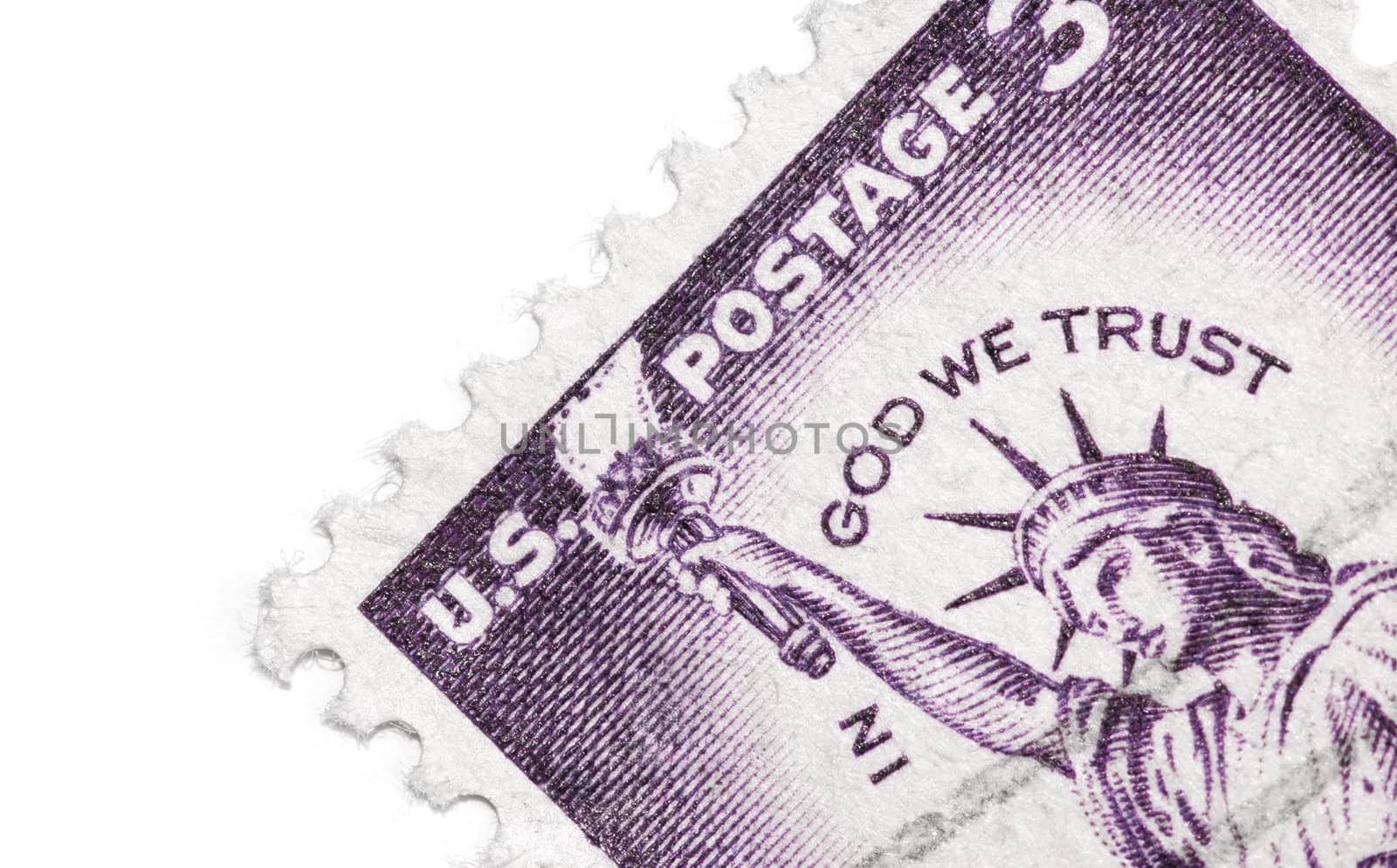liberty US postal stamp on white