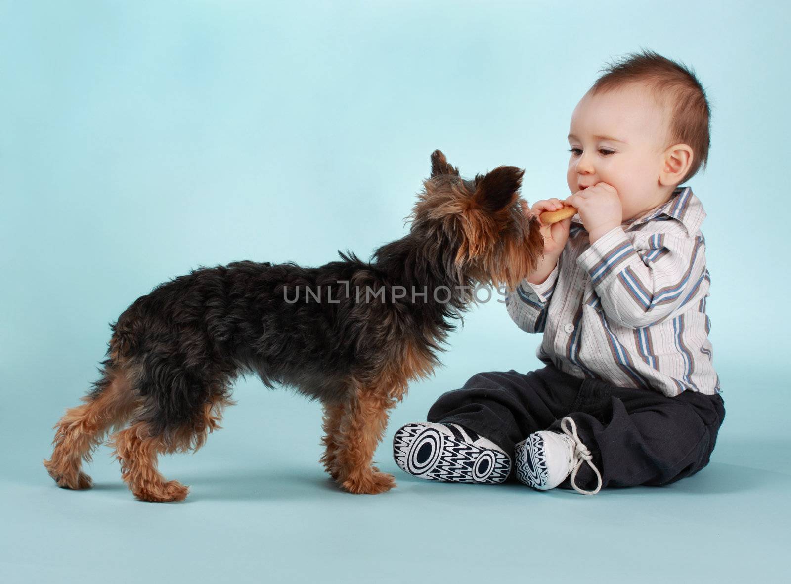 baby boy and dog by lanalanglois