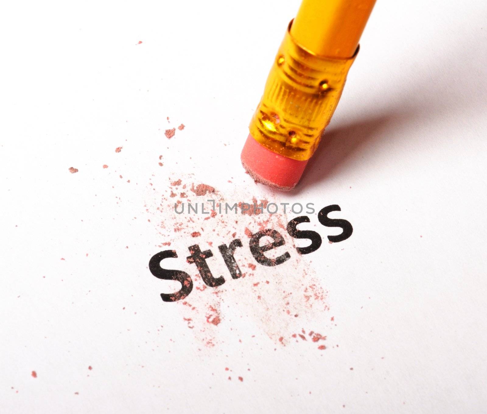 stress at business office concept with pencil and eraser