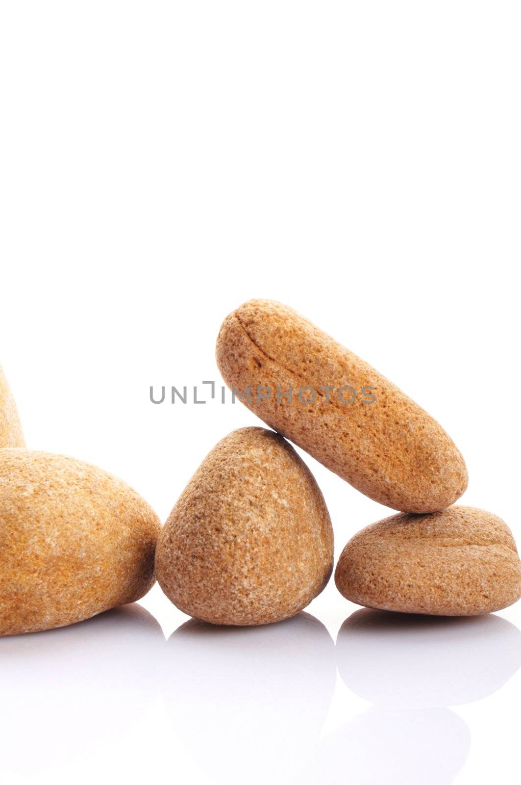 zen stones or pebbles isolated on white background