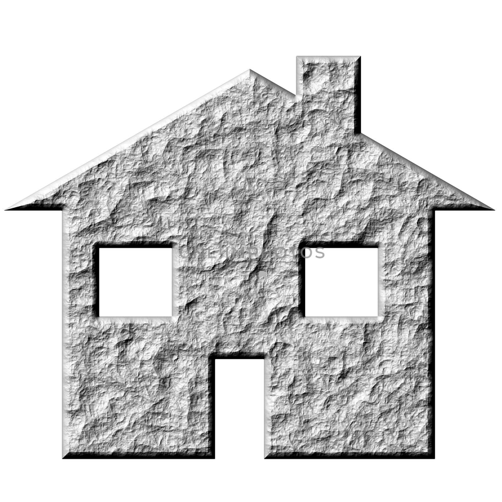 3d stone house isolated in white