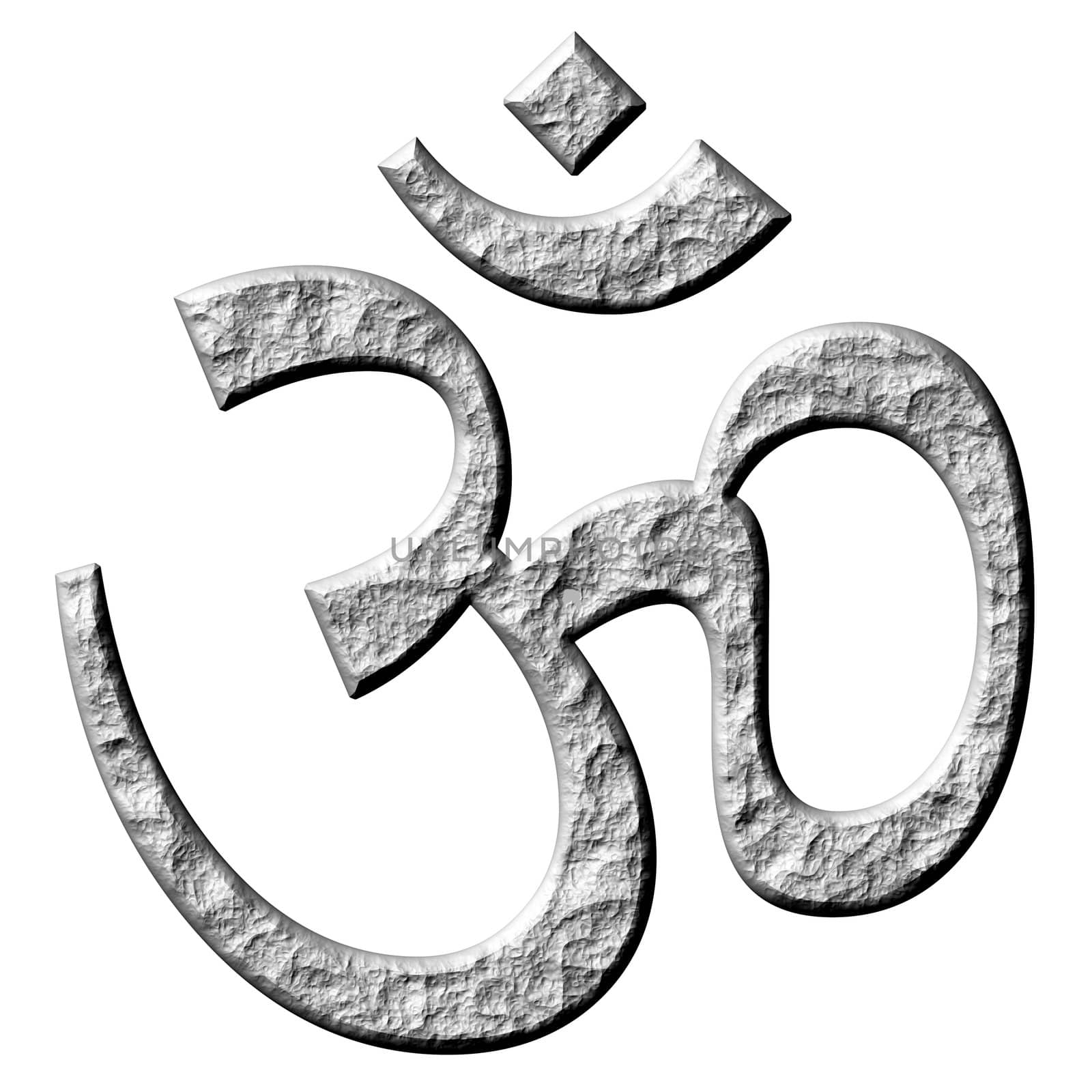 3d stone hinduism symbol isolated in white