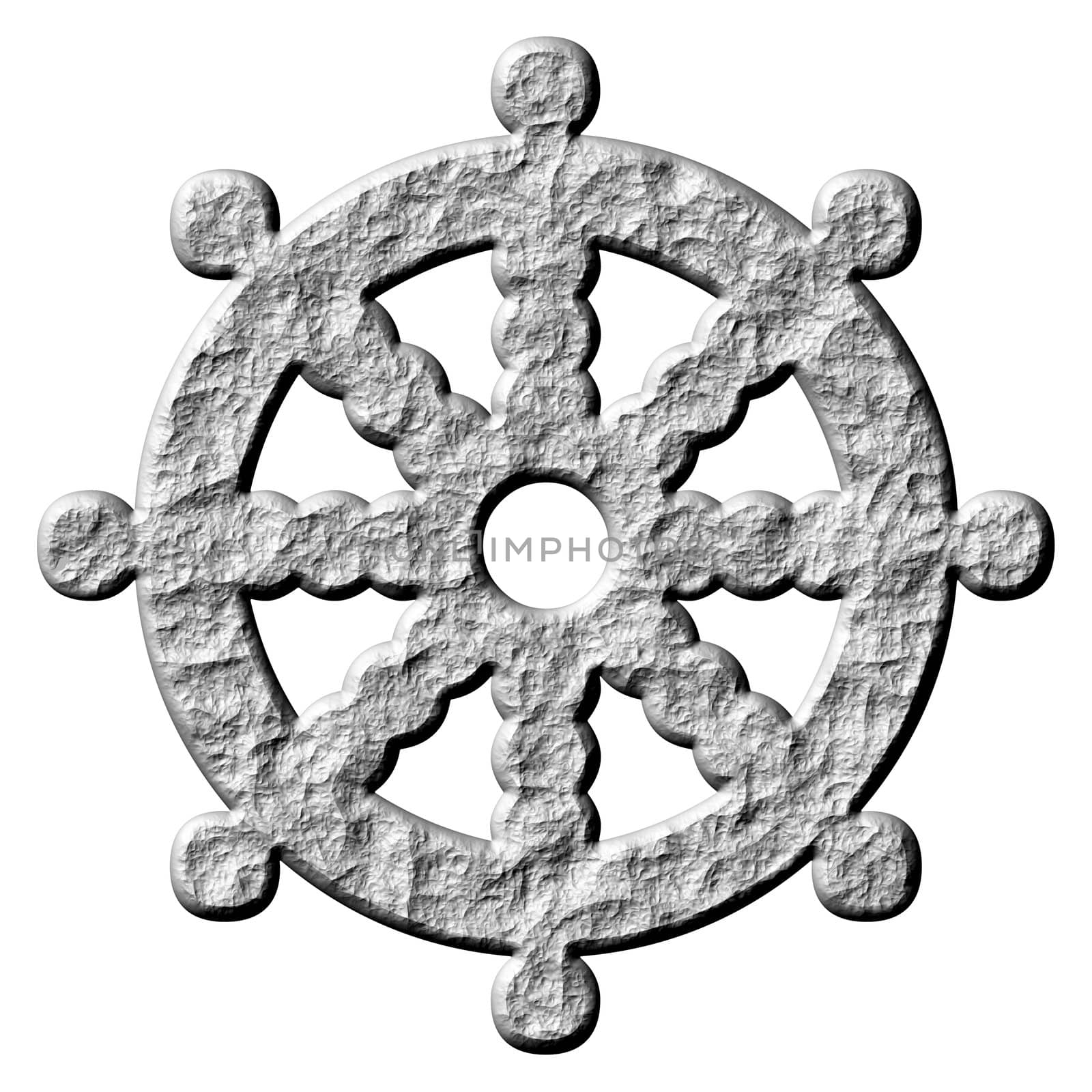 3D Stone Buddhism Symbol Wheel of Dharma by Georgios