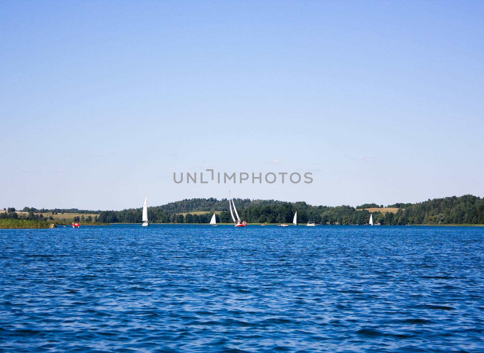 Recreation on the lake, summer