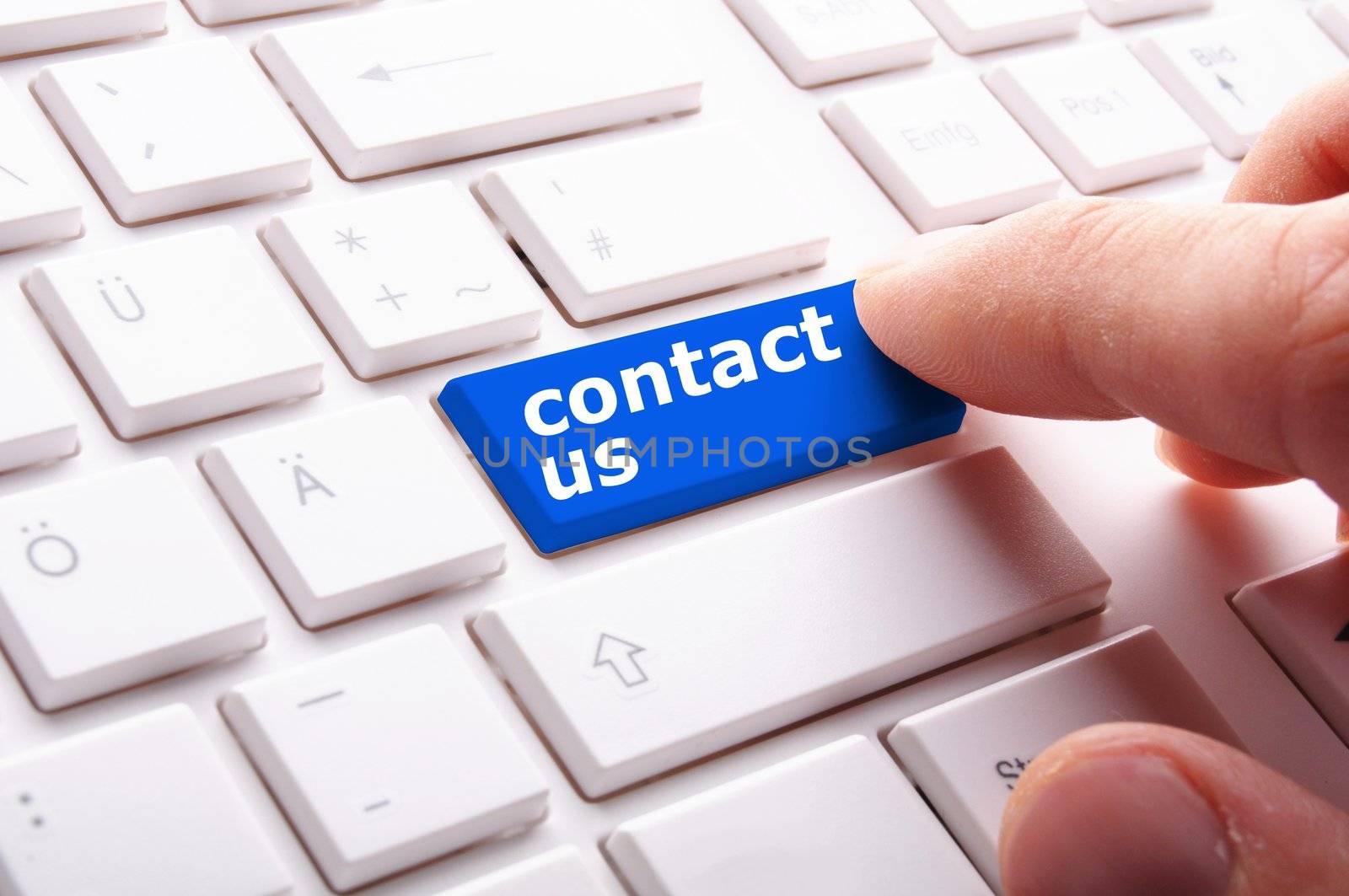 contact us word on computer keyboard key showing business communication