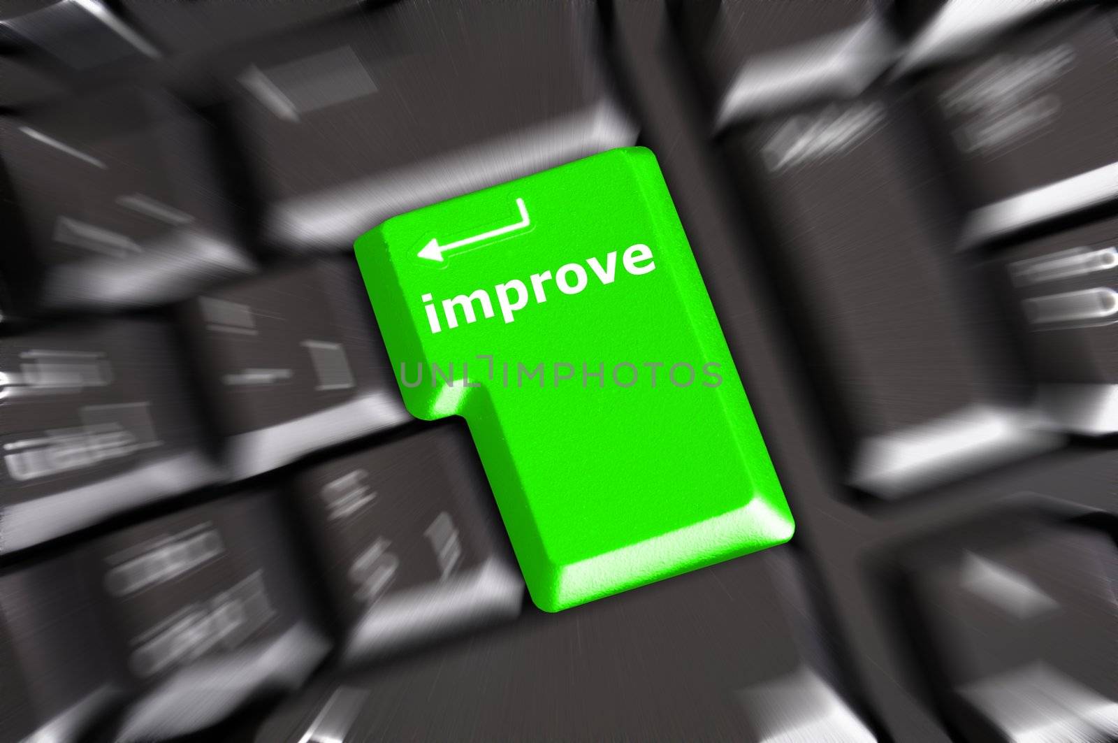 improvement or improve on key or button showing investment concept
