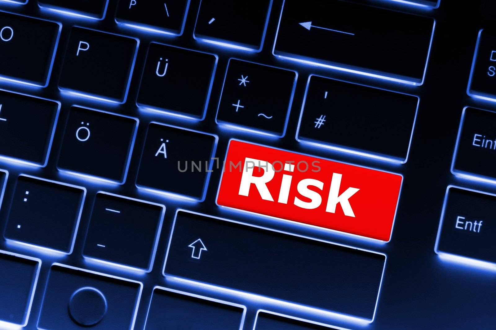 risk management concept with word on key showing risky investment