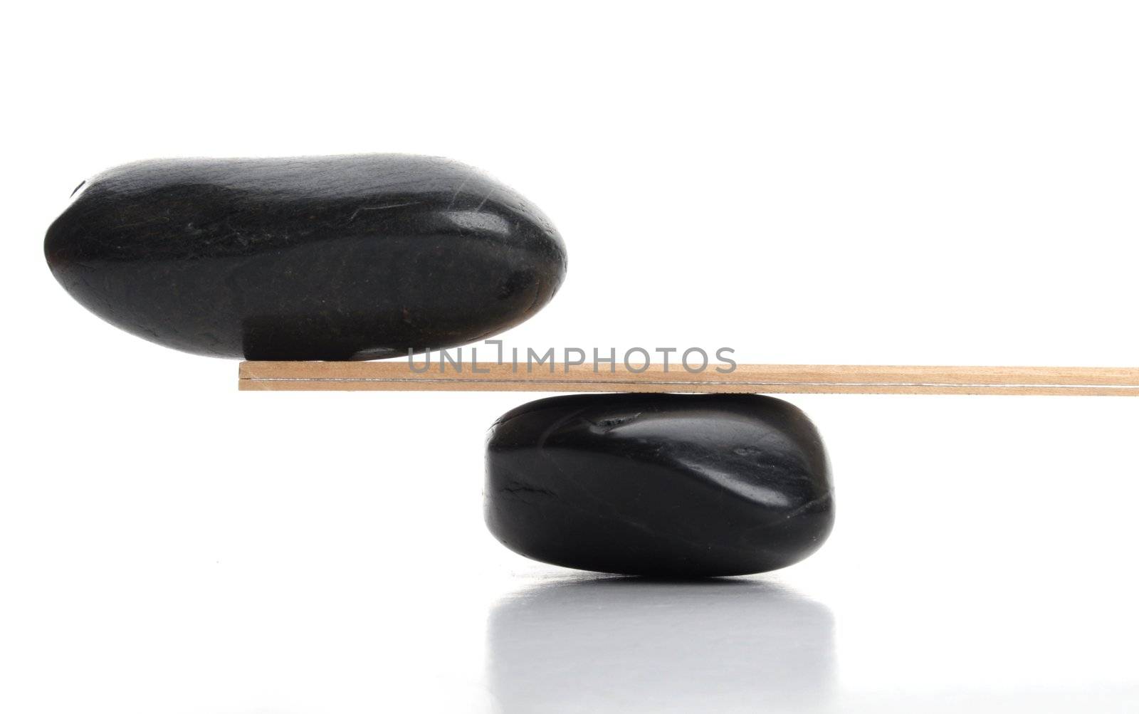 zen stones scales isolated on white showing weight or spa concept with copyspace