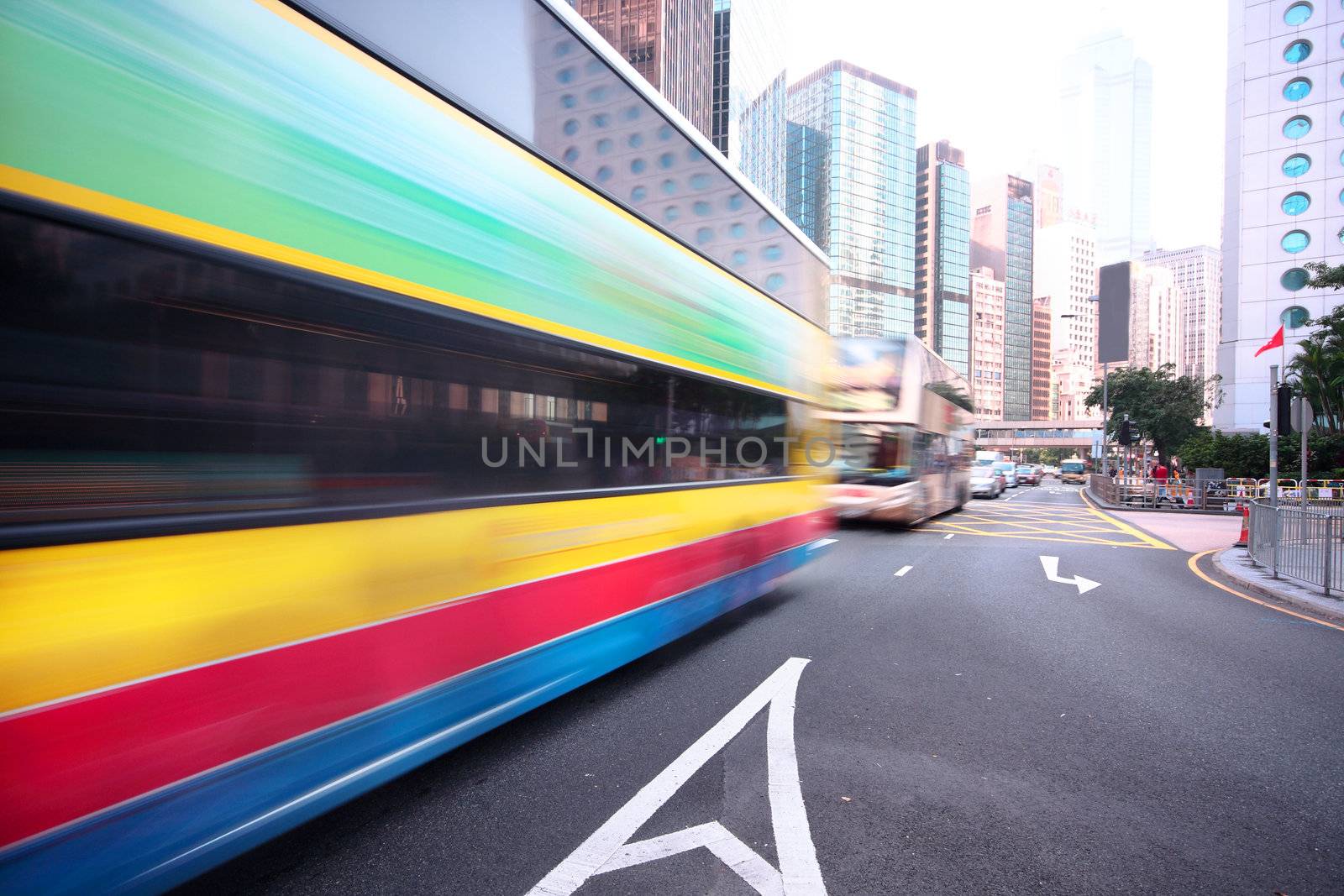 Road and traffic in downtown area of Hong Kong 