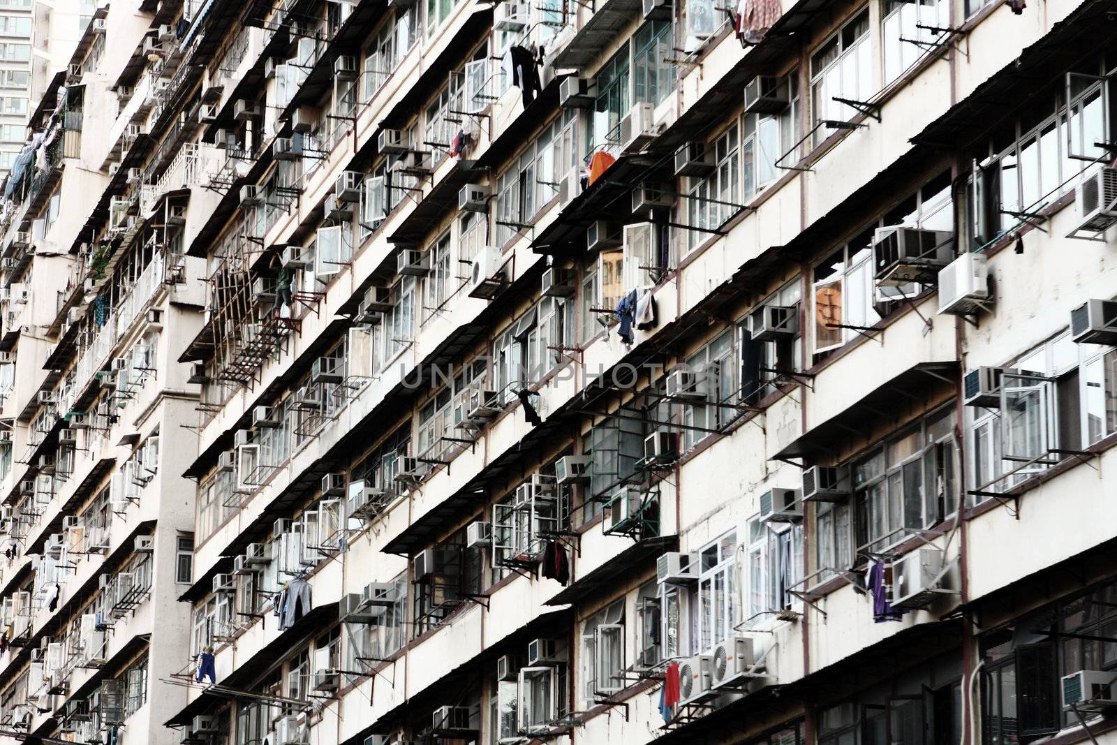 Old apartments in Hong Kong .