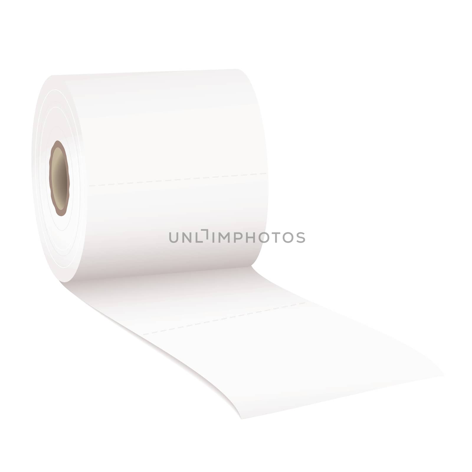 single roll of white rolled toilet paper with room for text