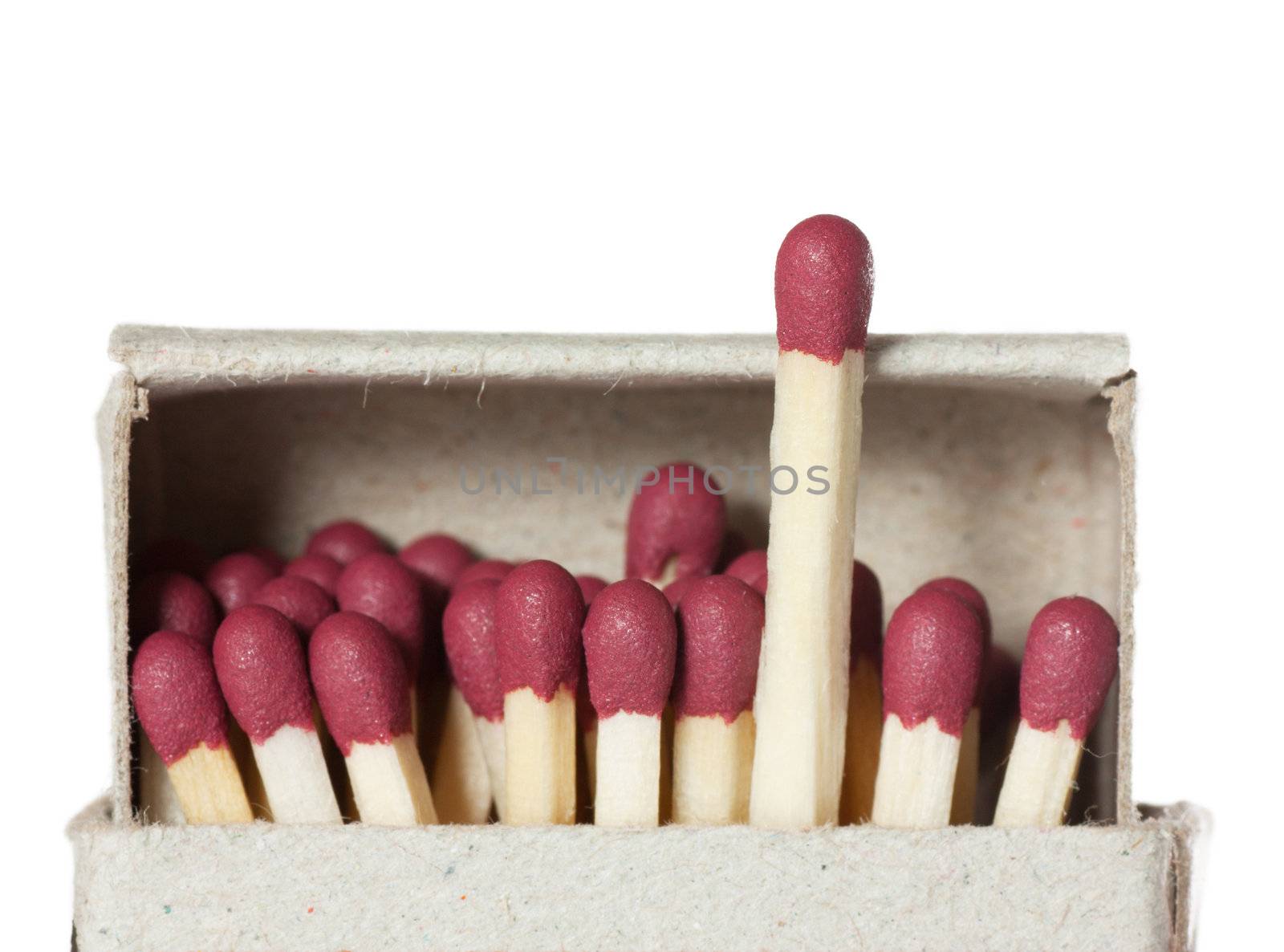 Matches in a box illustrating concept of leadership