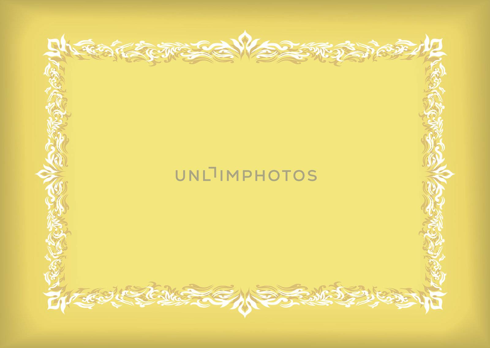 yellow certificate frame with floral theme and grunge effect