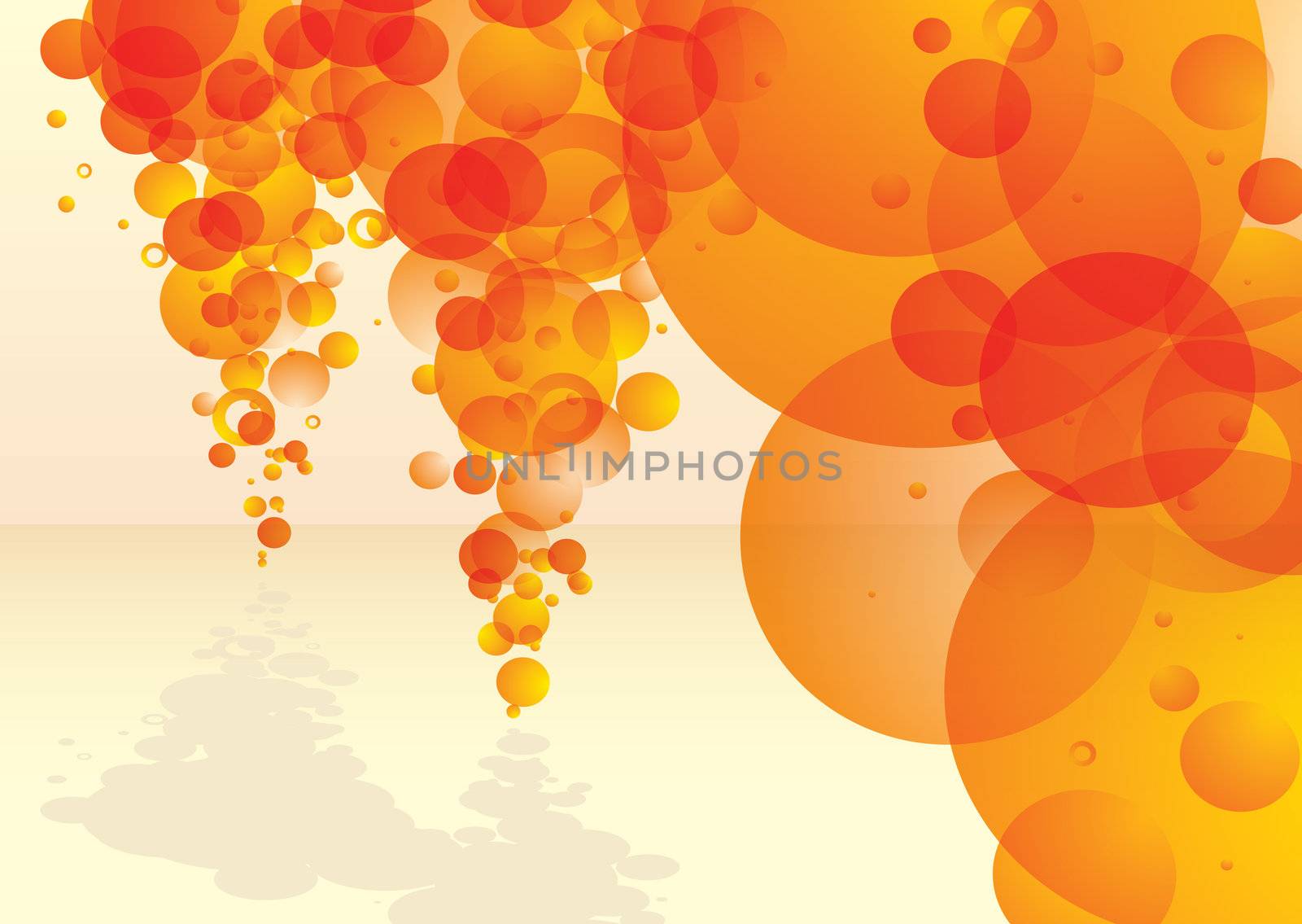 orange bubble concept background with copy space and shadow
