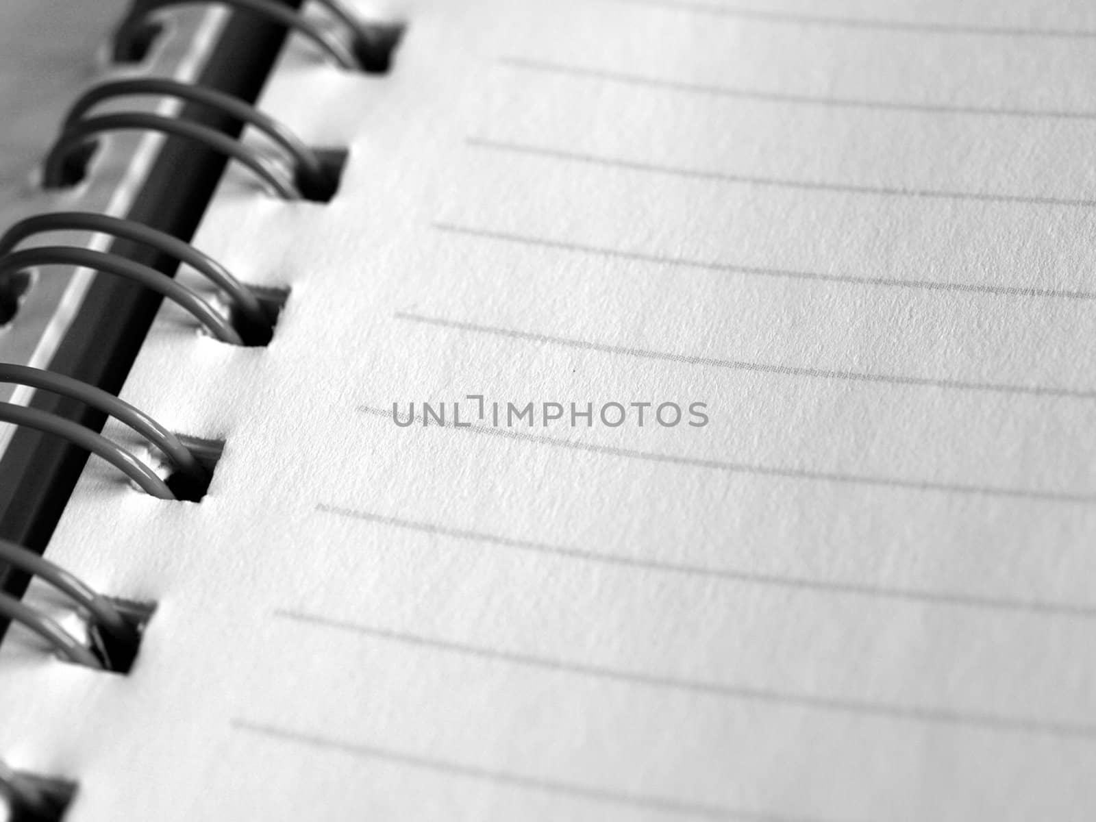 Detail of a blank page on a notebook