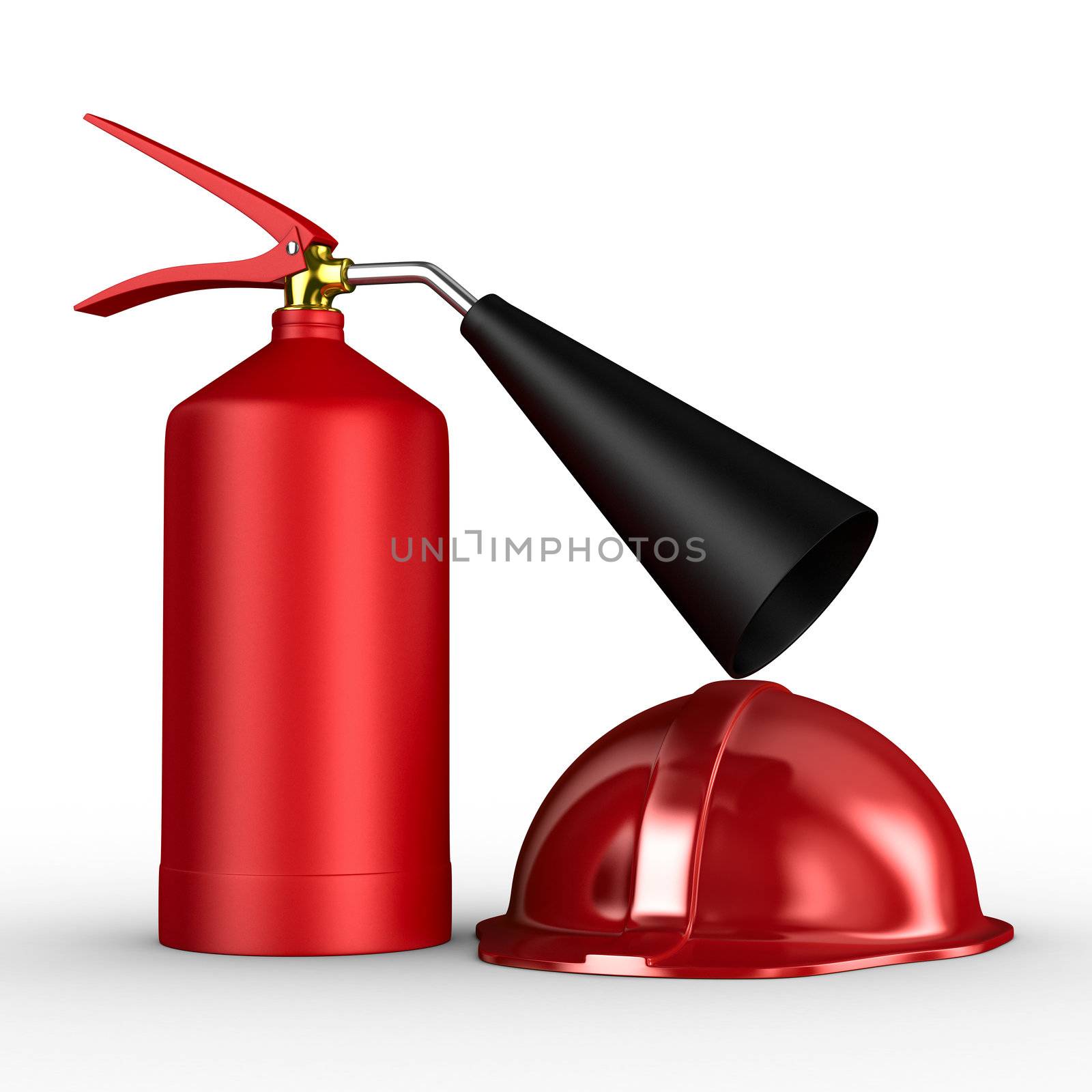 fire extinguisher on white background. Isolated 3D image