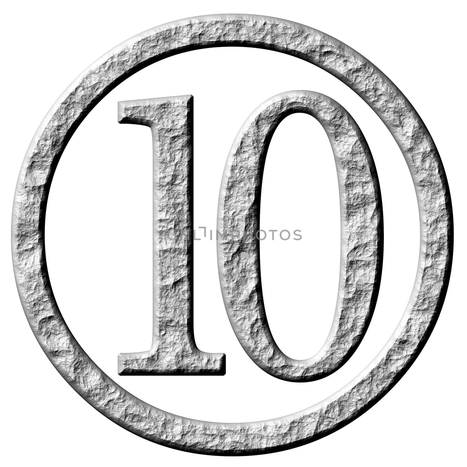 3d stone framed number 10 isolated in white