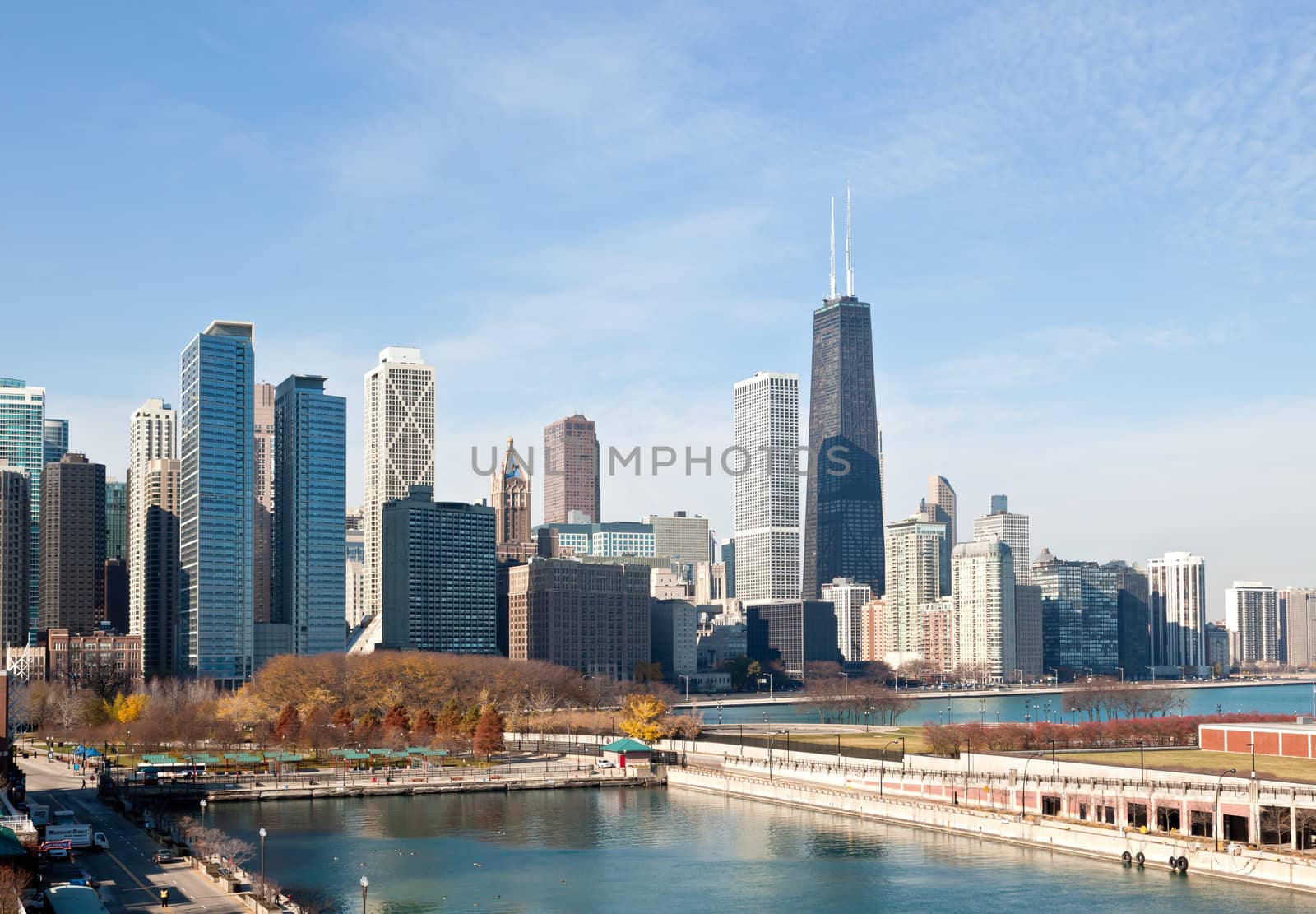 The Chicago Skyline along the lake shore