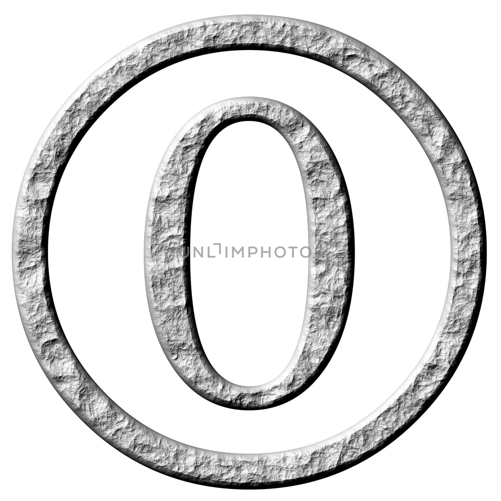 3d stone framed number 0 isolated in white