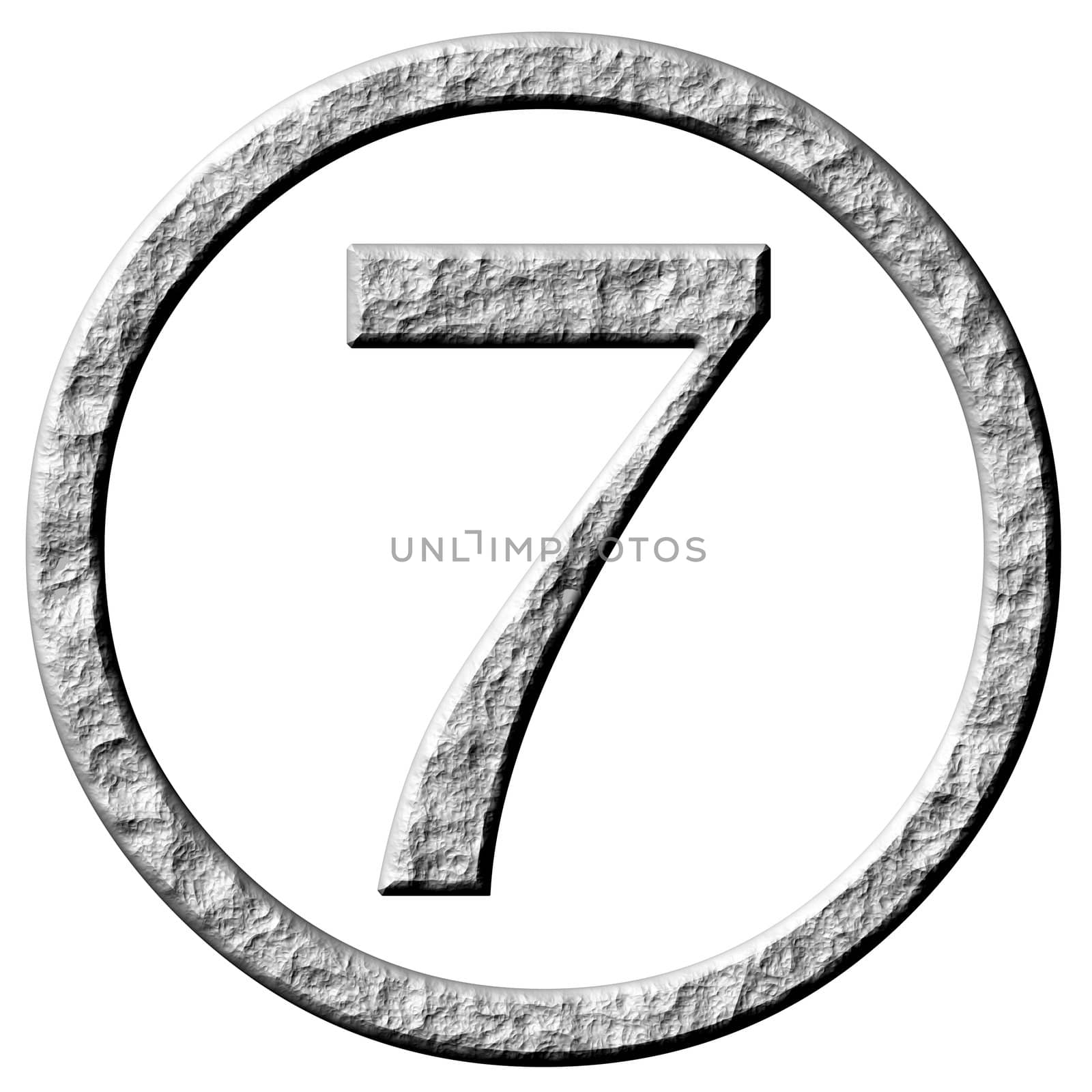 3d stone framed number 7 isolated in white