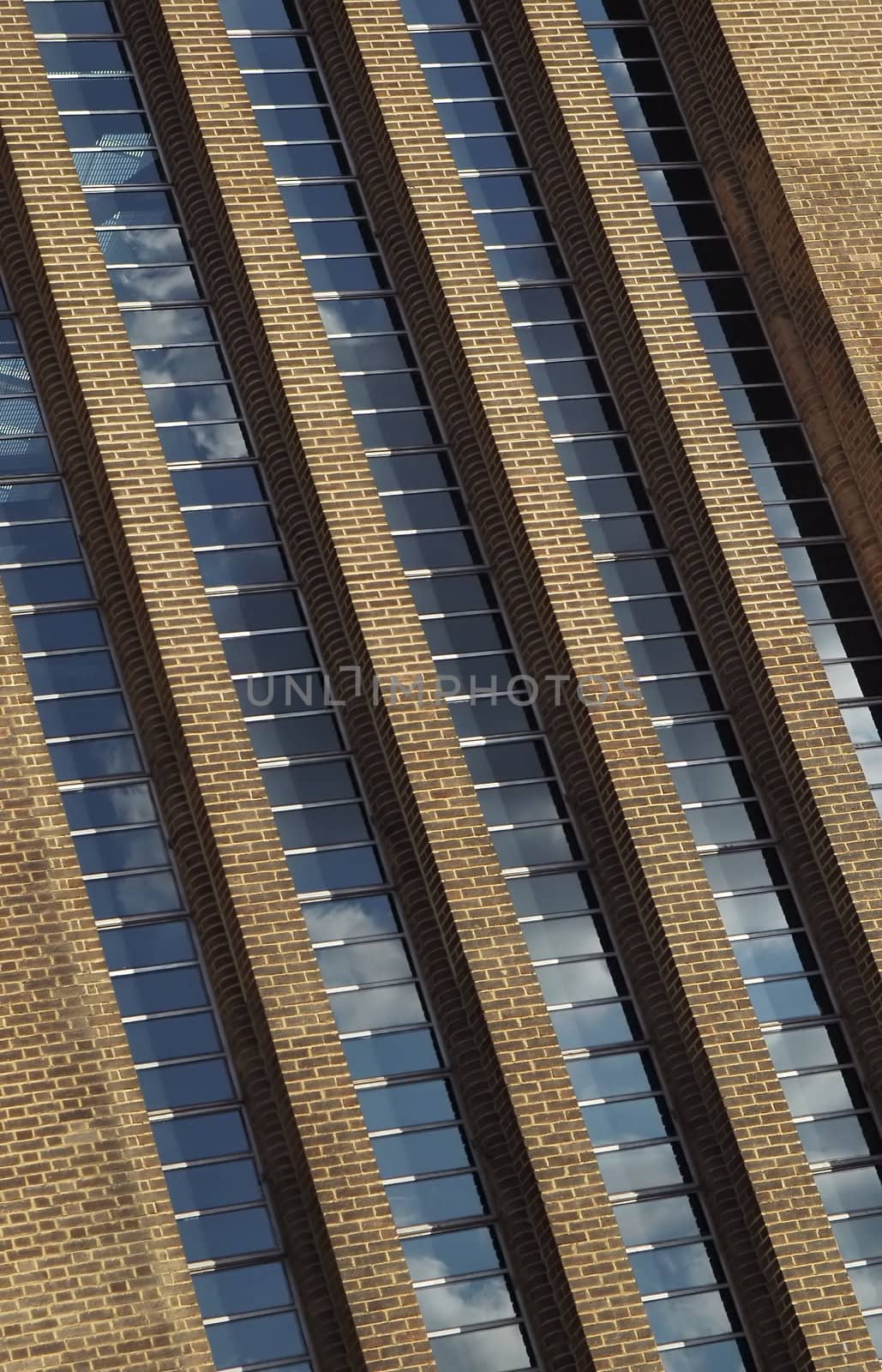 brick and glass abstract building exterior