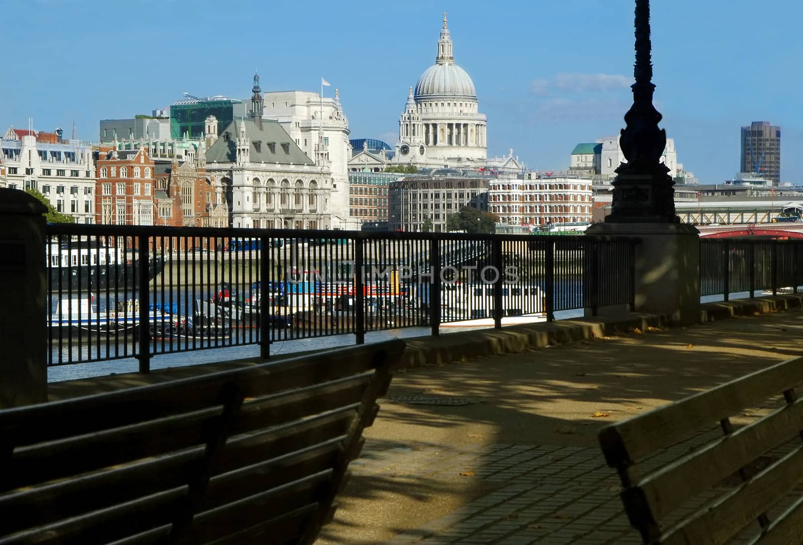 london's st paul's cathedral skyline through the shaded south bank