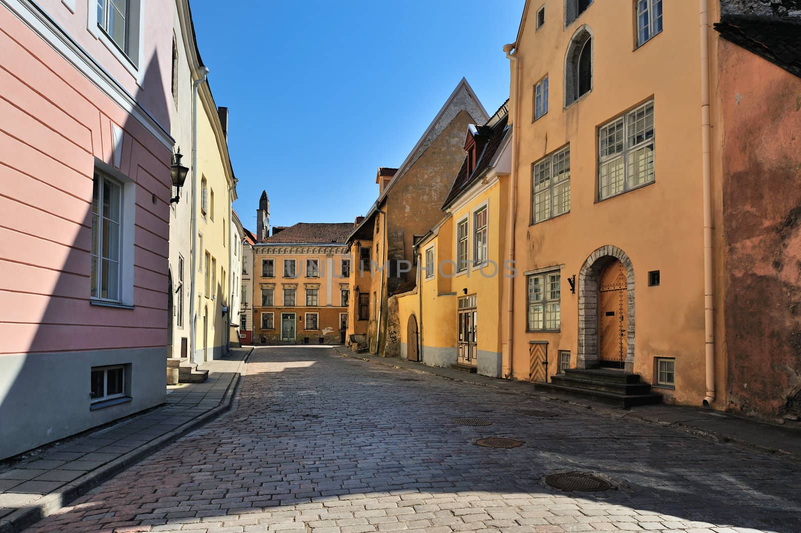 The narrow cobbled street in old town