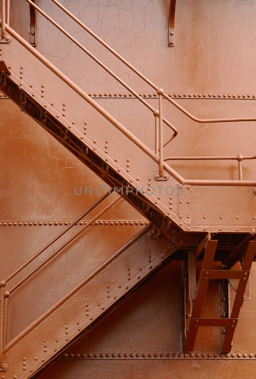 metal staircase architecture painted with rust protection paint