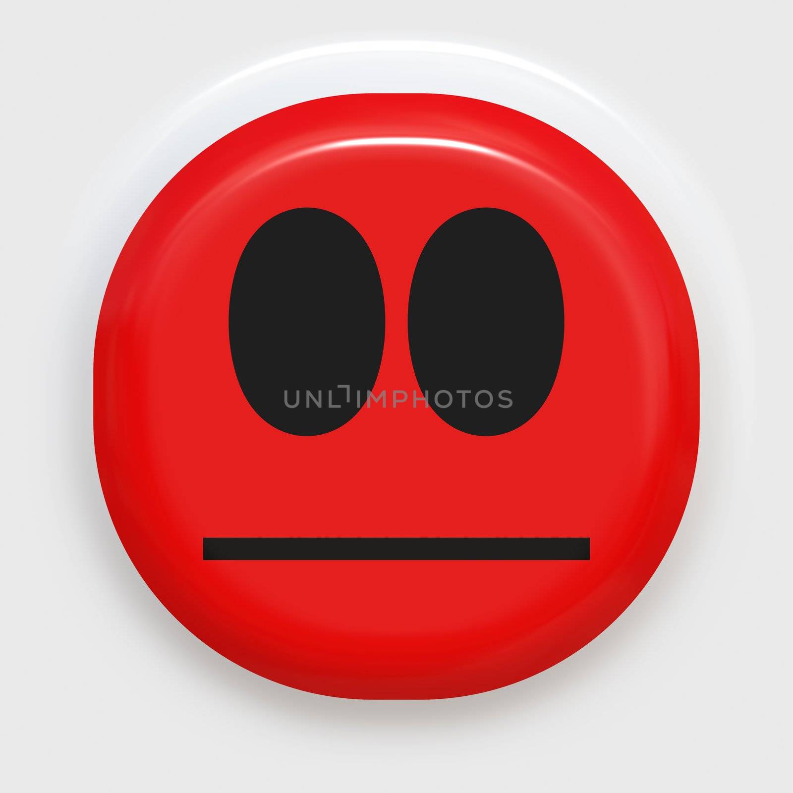 red smiley face looking angry or ashamed