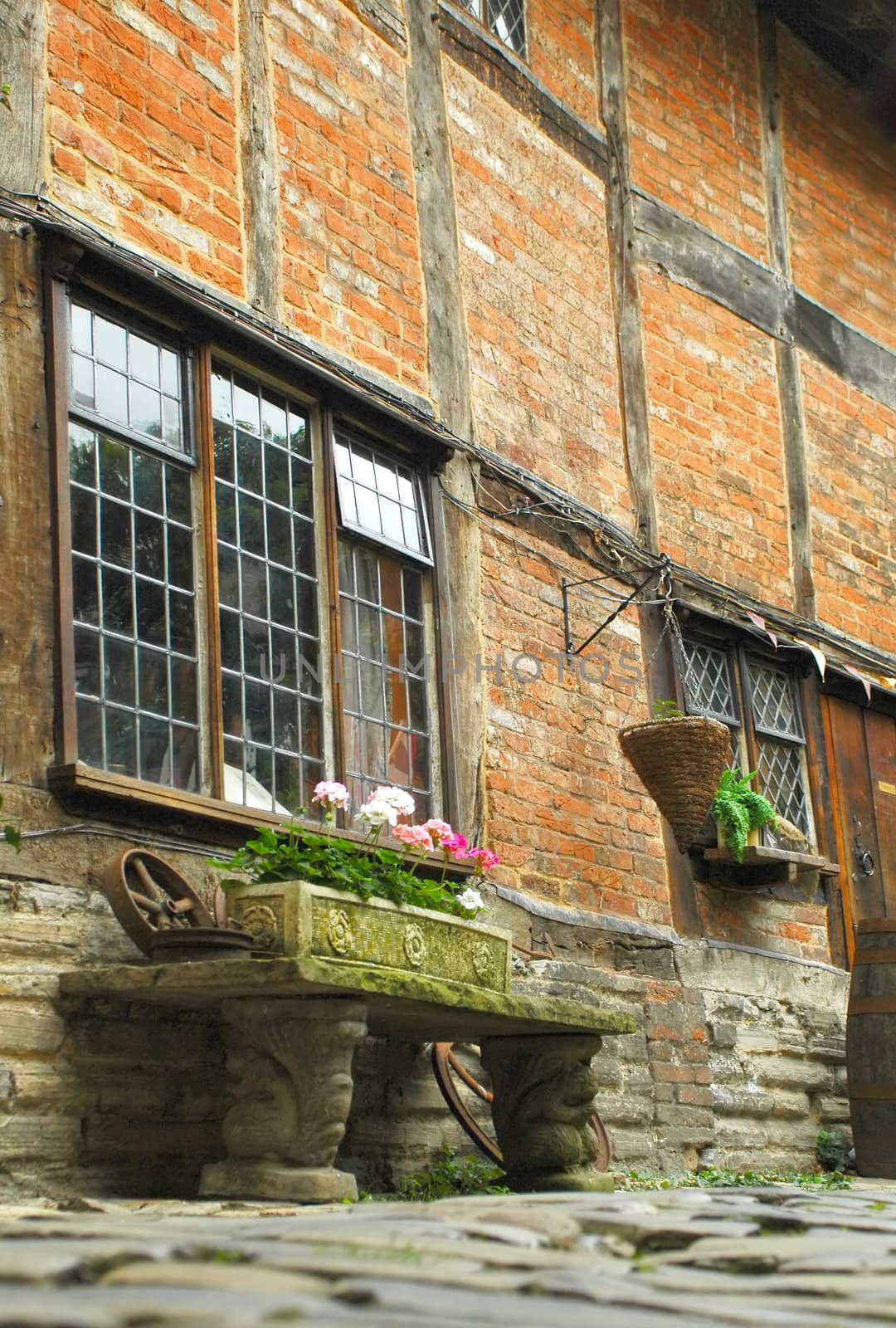 elizabethan cobbled street and building exterior