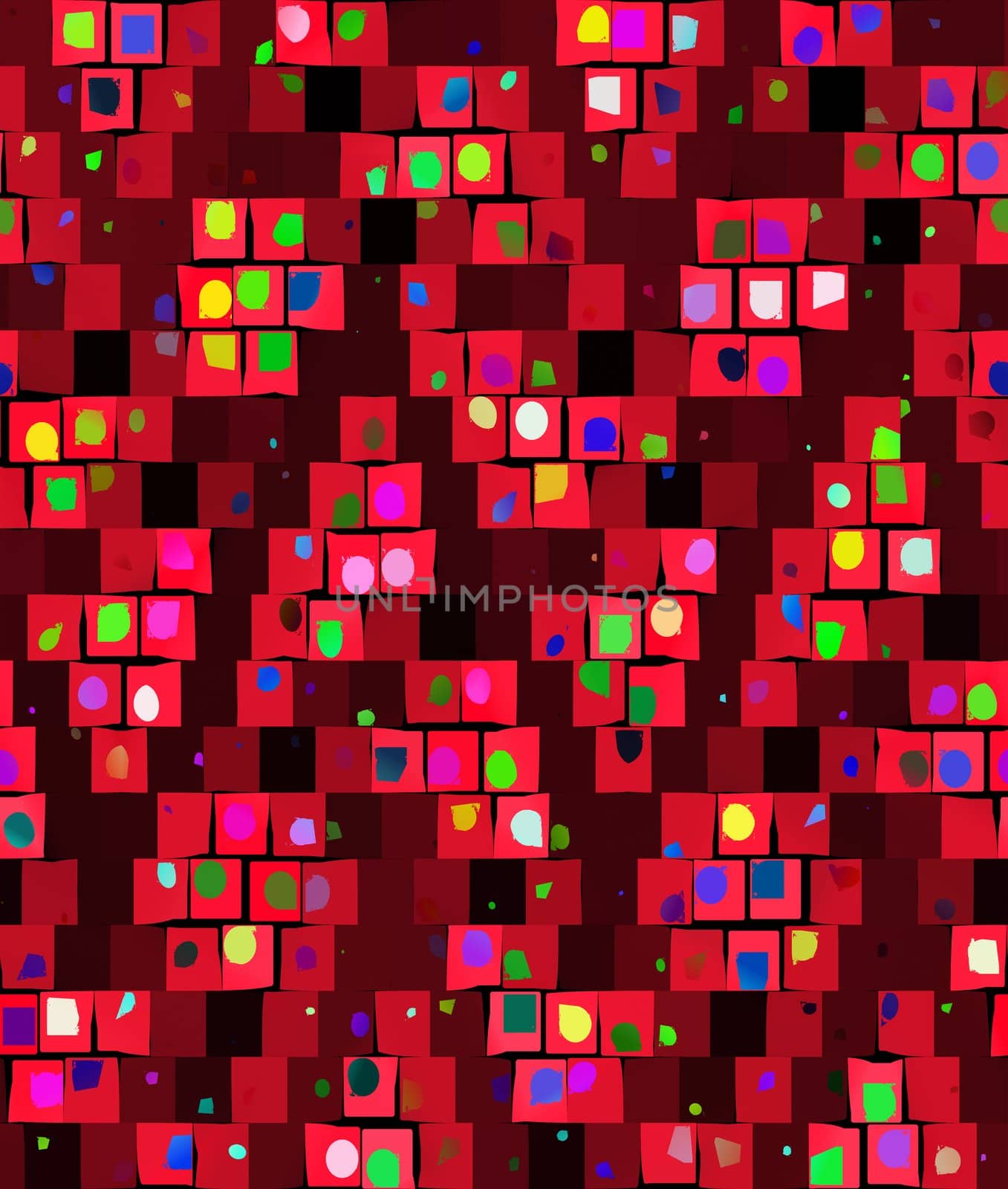seamless texture of abstracted confetti on red  blocks