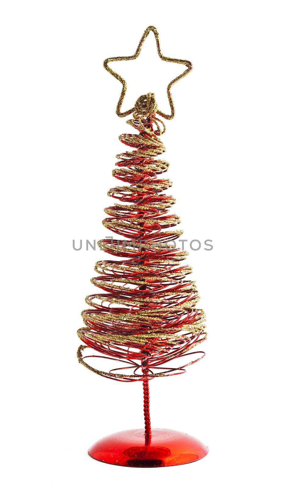 Christmas Tree and decorations. Over white background