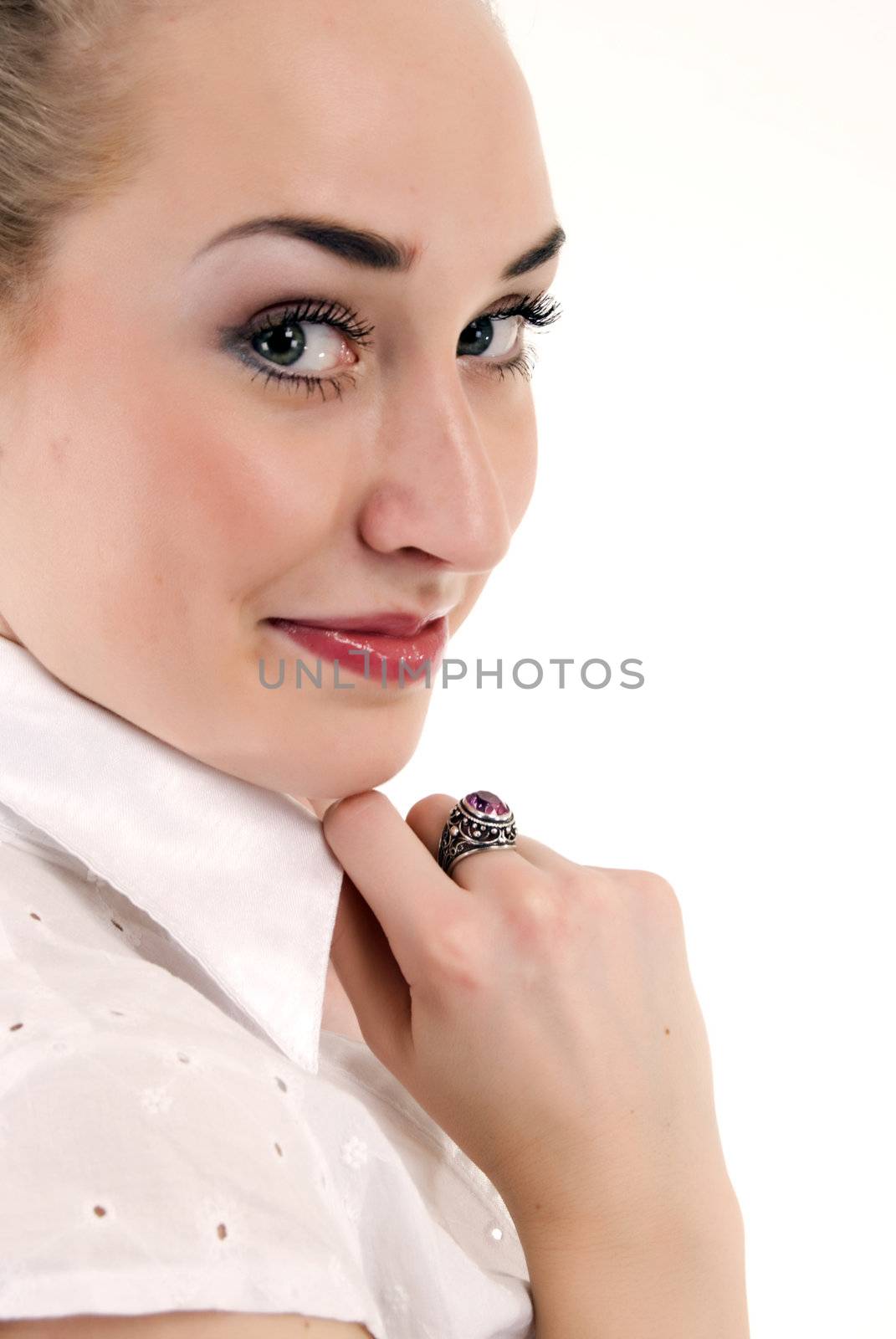  Portrait of a young seductive blonde smiling