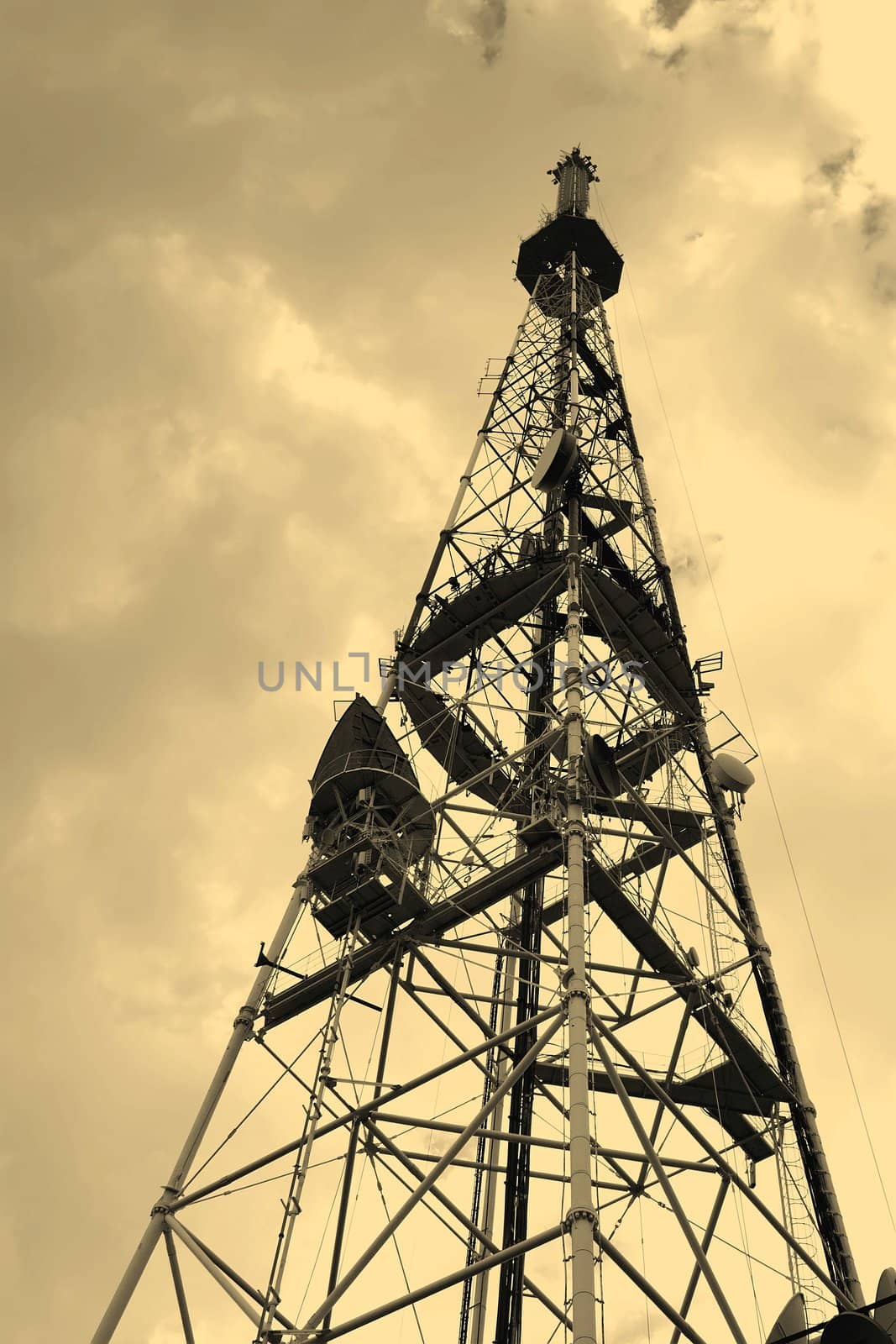 Typical television receiving-transmitting antenna. Sepia