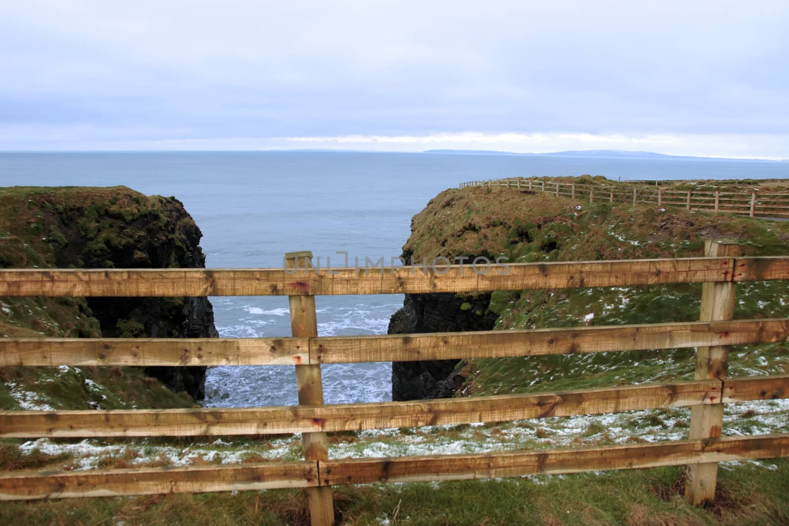 winters snow on the ballybunion cliffside walk