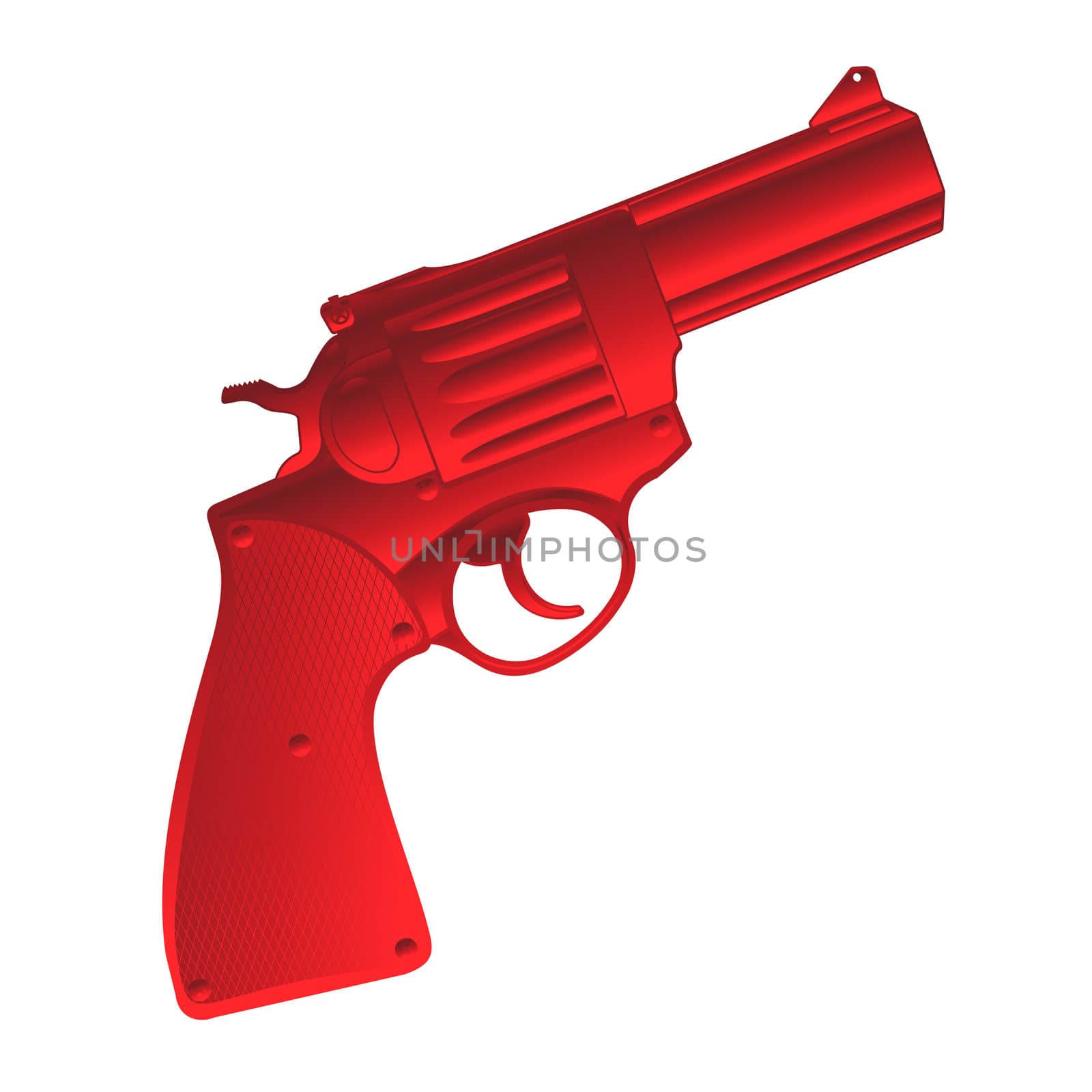 Red pistol, isolated object over white background