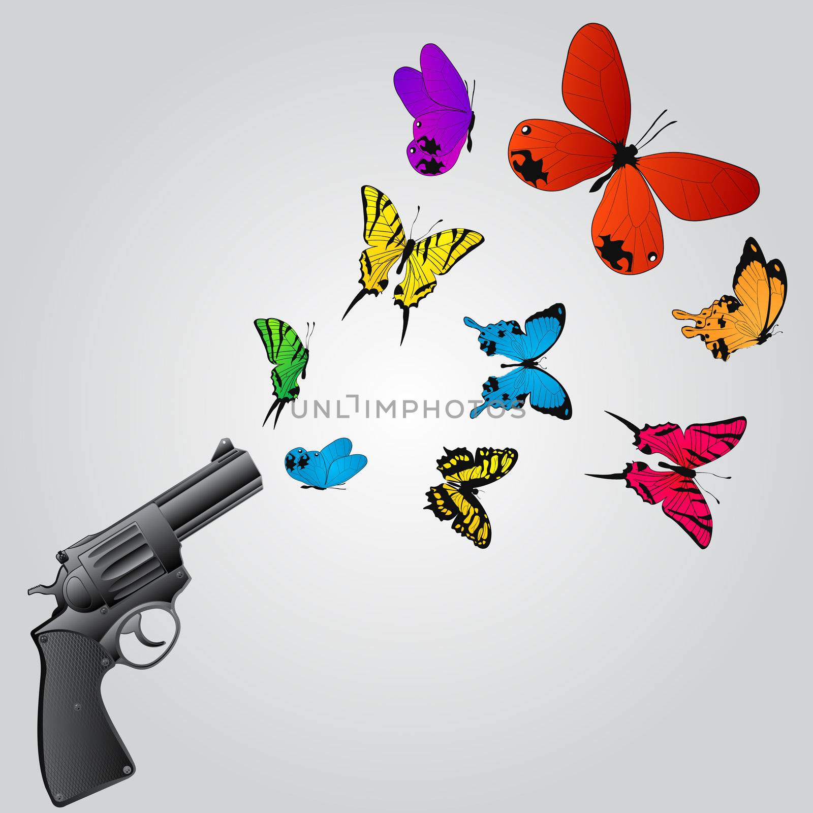 Butterflies and gun by Lirch