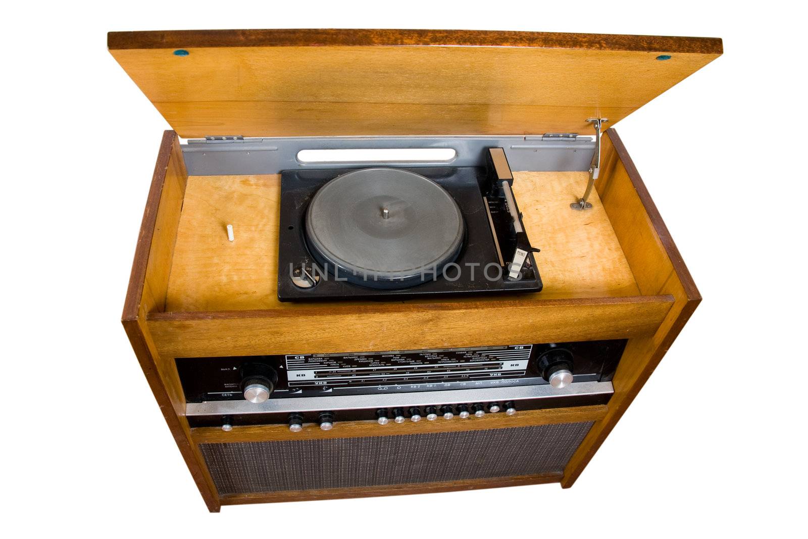 old radio receiver/vinyl player