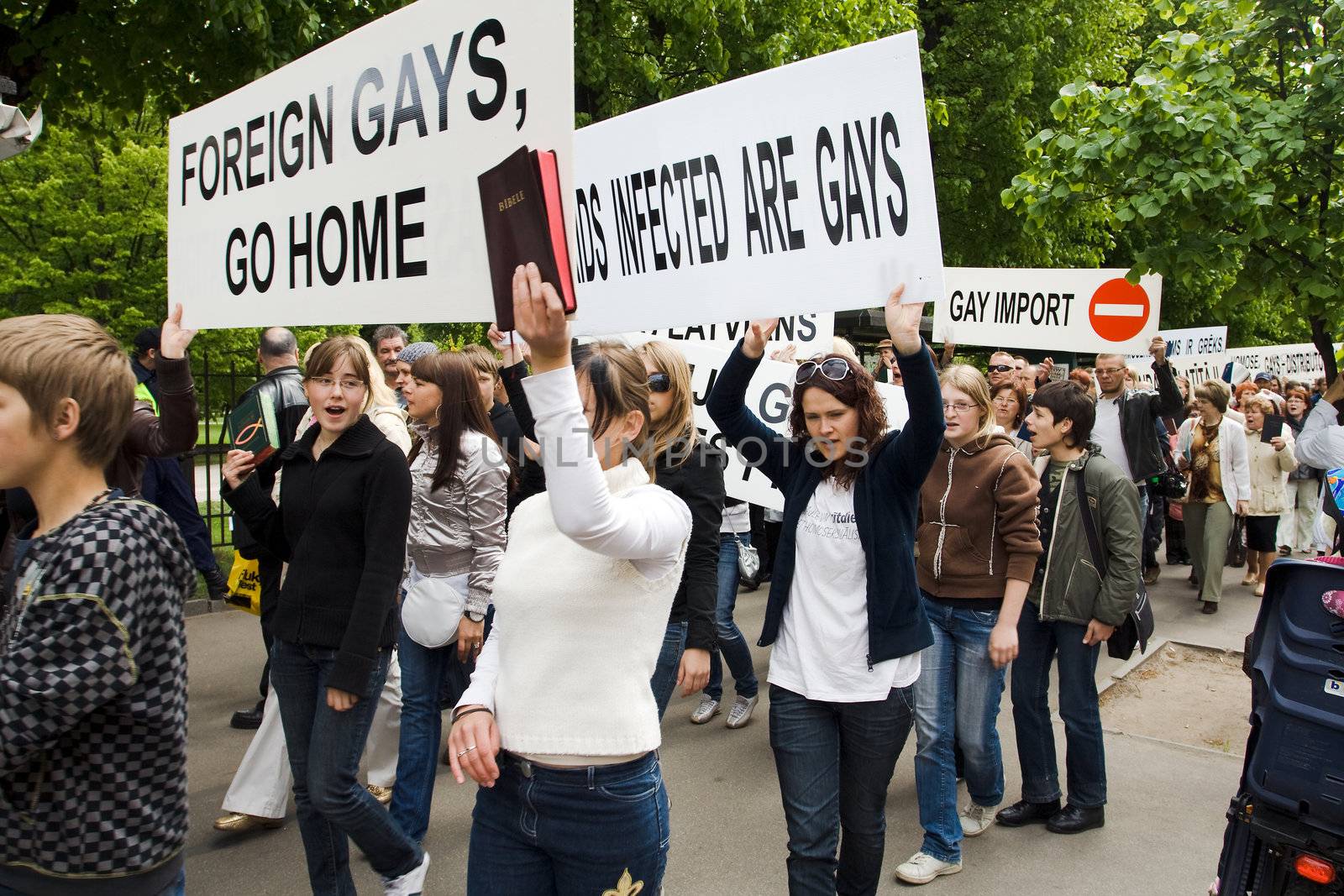 Protestors against Riga pride 2009 by ints