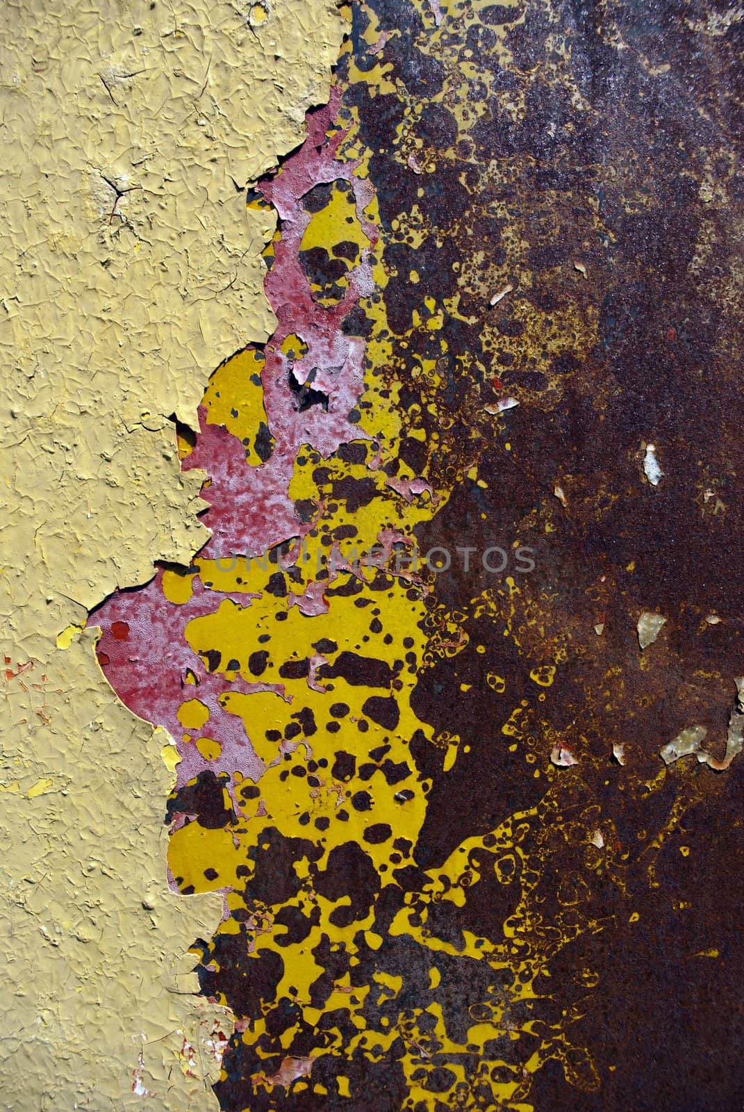 old rusty iron surface with paint stripped