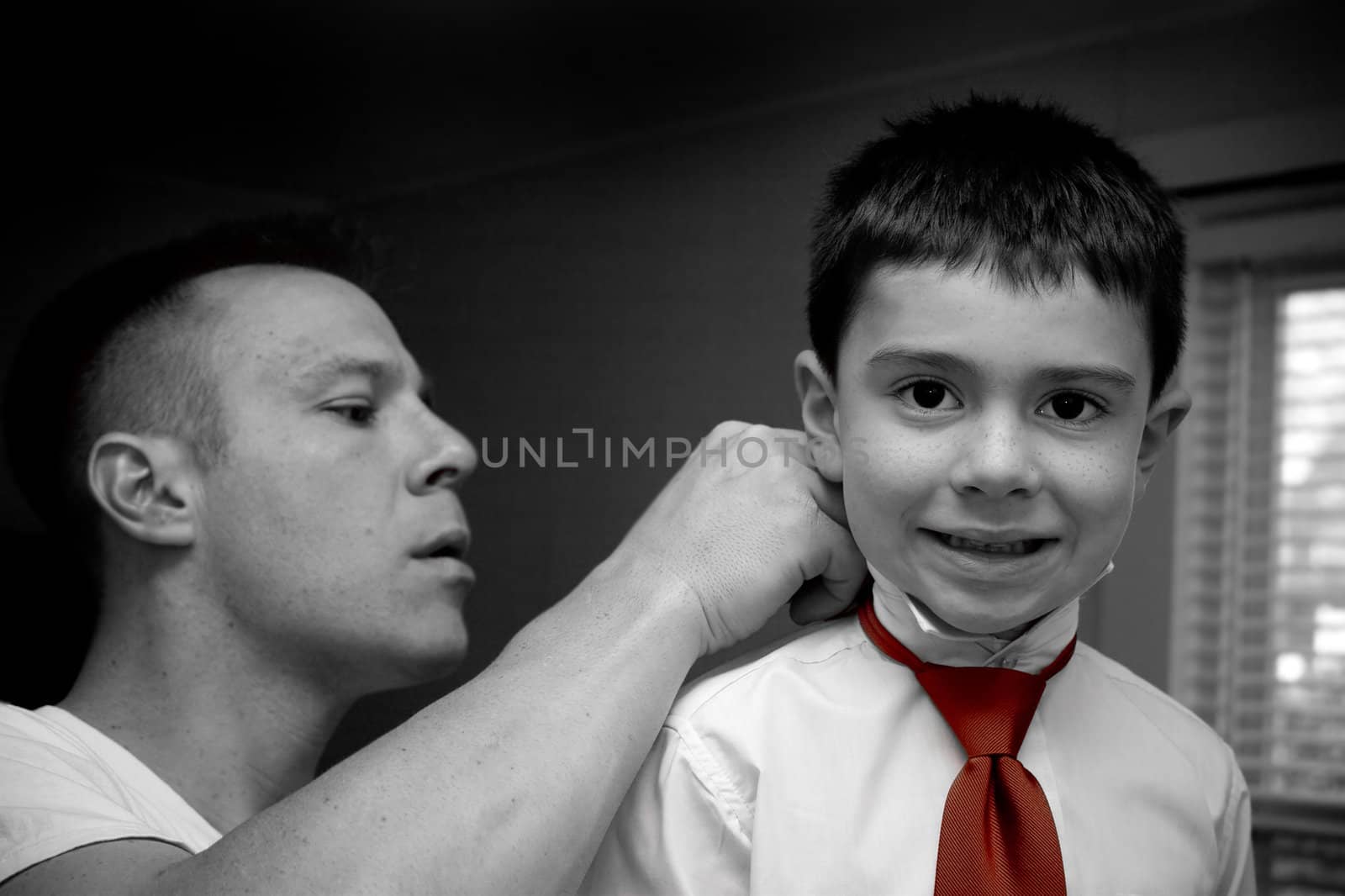 Father Helping Son Get Ready by graficallyminded